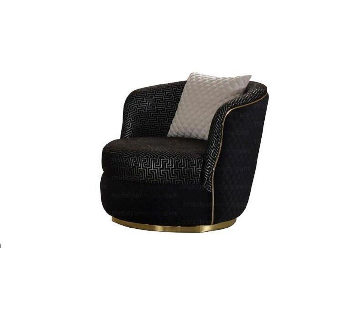 JVmoebel Sessel Design Sessel 1 Sitzer Textil Luxuspolster Sessel Schwarz Farbe Luxus (1-St., 1x Sessel), Made in Europa