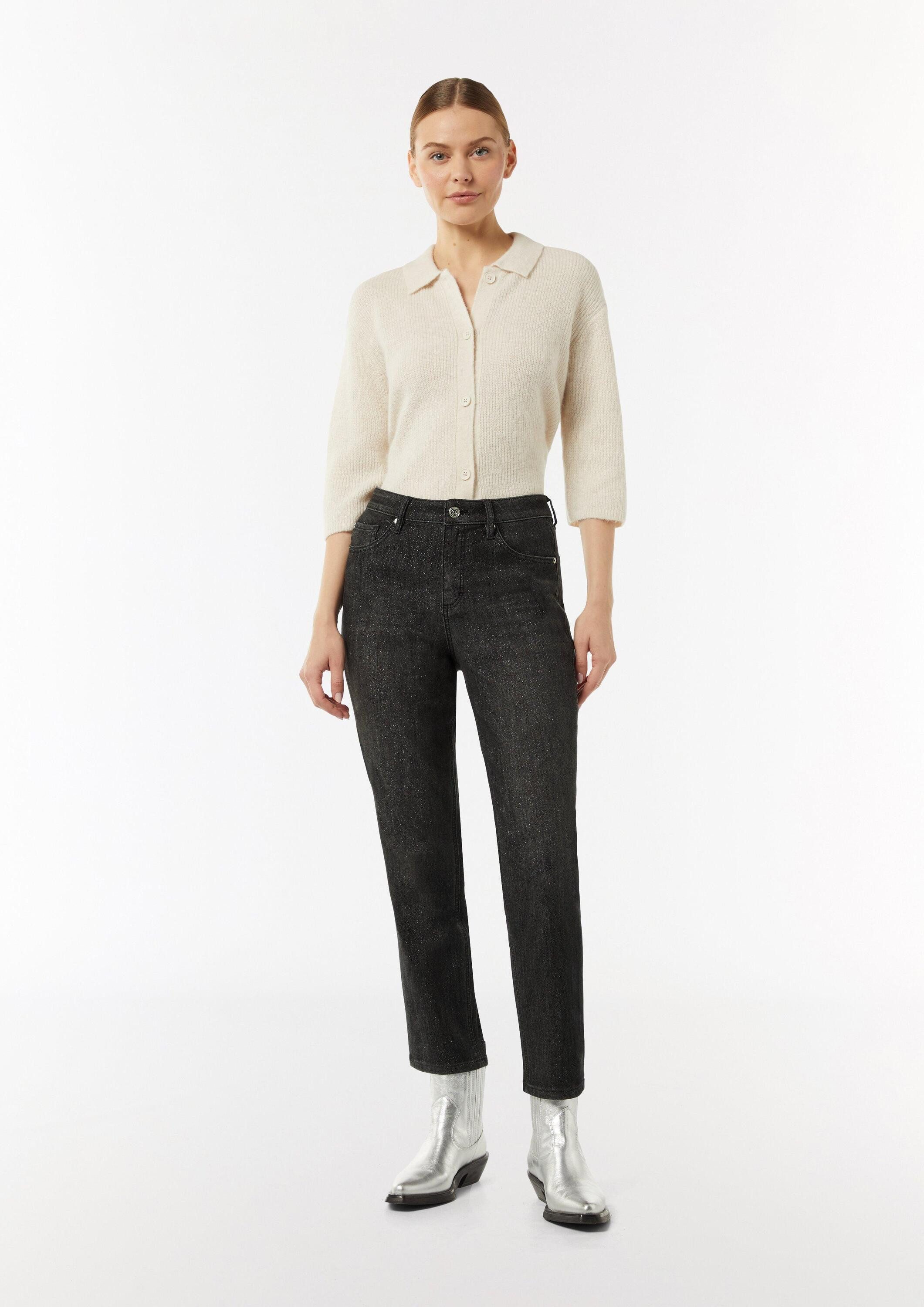 comma Slim-fit-Jeans Jeans-Hose Jeans-Hose mit Metallicgarn-Effekt