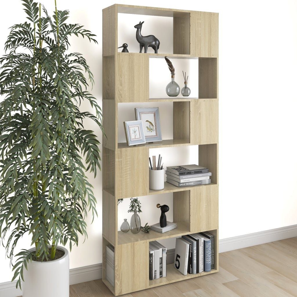 furnicato Bücherregal Raumteiler Sonoma-Eiche 80x24x186 cm Holzwerkstoff | Bücherschränke