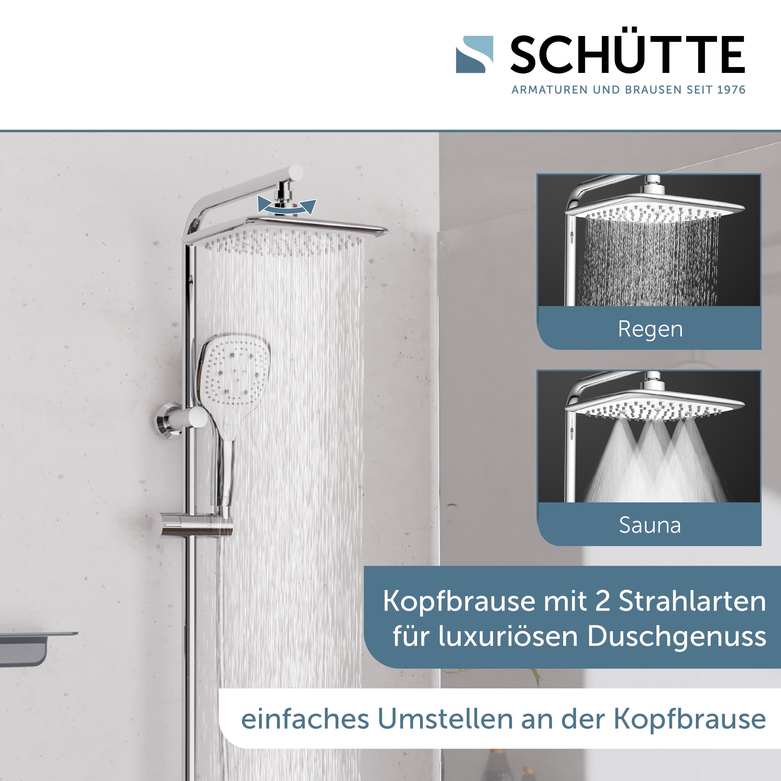 Schütte Duschsystem MADEIRA, Höhe 122,5 cm, Überkopfbrause-Set, Regendusche, Wellness, Komplett-Set