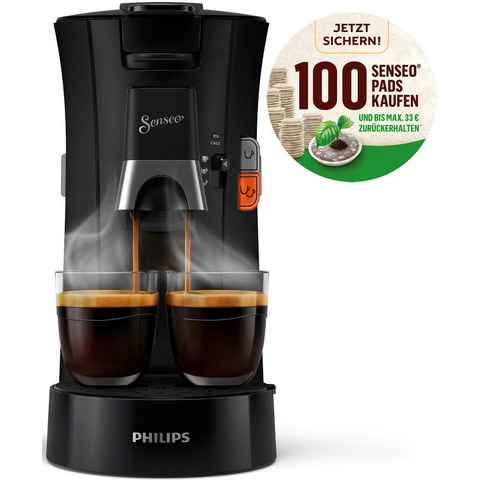 Philips Senseo Kaffeepadmaschine Select CSA230/69, aus 21% recyceltem Plastik, Crema Plus, 100 Senseo Pads kaufen und bis zu 33 € zurückerhalten