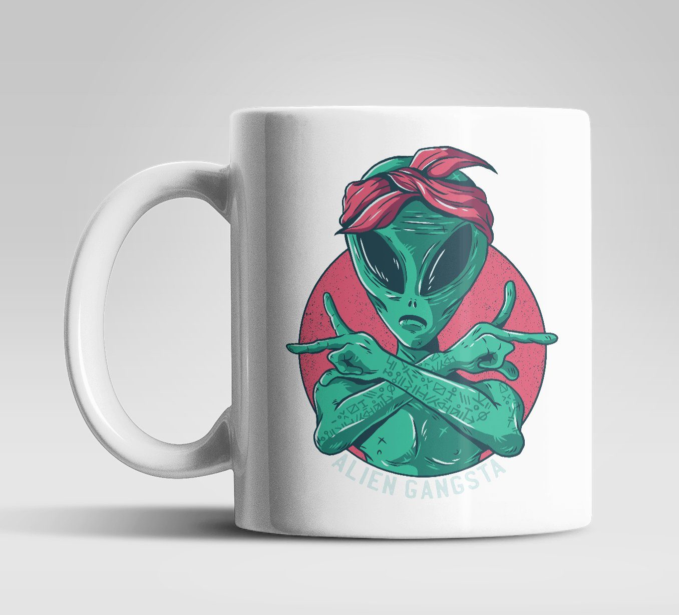 WS-Trend Tasse Alien Gansta Kaffeetasse Teetasse Geschenkidee, keramik, 330 ml
