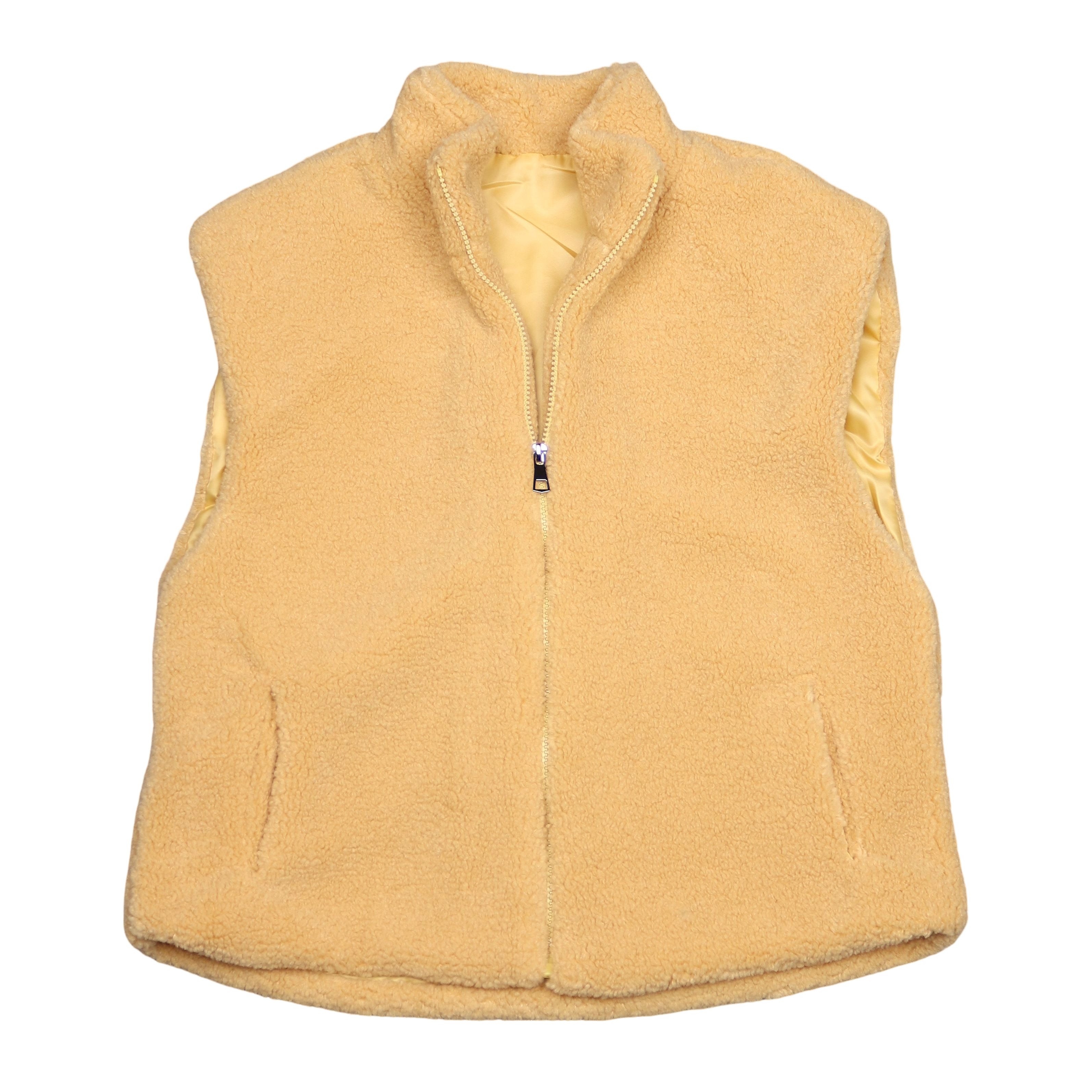 MIRROSI Plüschweste Damen Teddy Weste Plüsch – gefütterte Kuschelweste (One Size – passend für Größe 38, 40 und 42) Stehkragen & 2 Seitentaschen