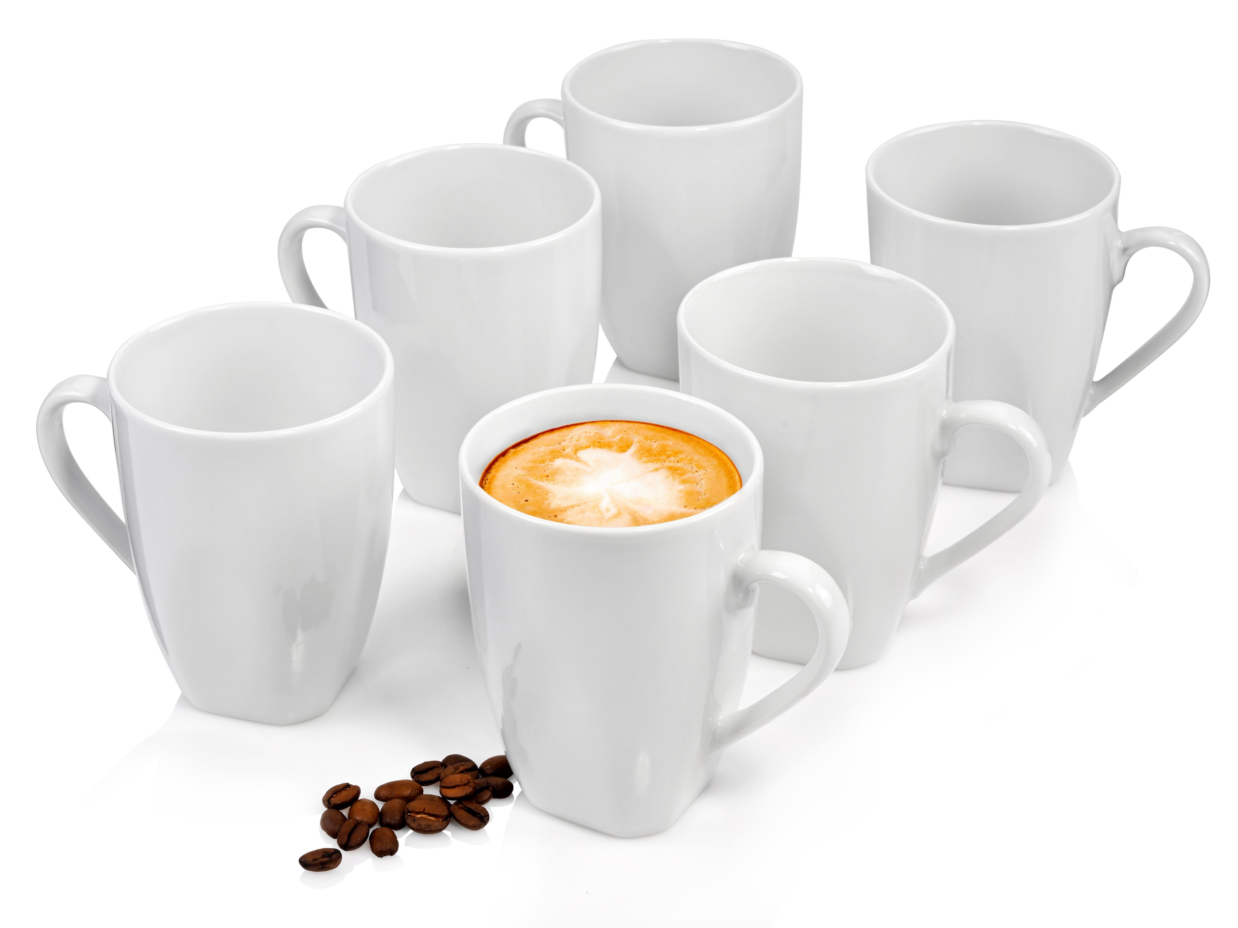 SÄNGER Becher Bilgola Kaffeebecher Set, Weiß, Porzellan, 6-teilig