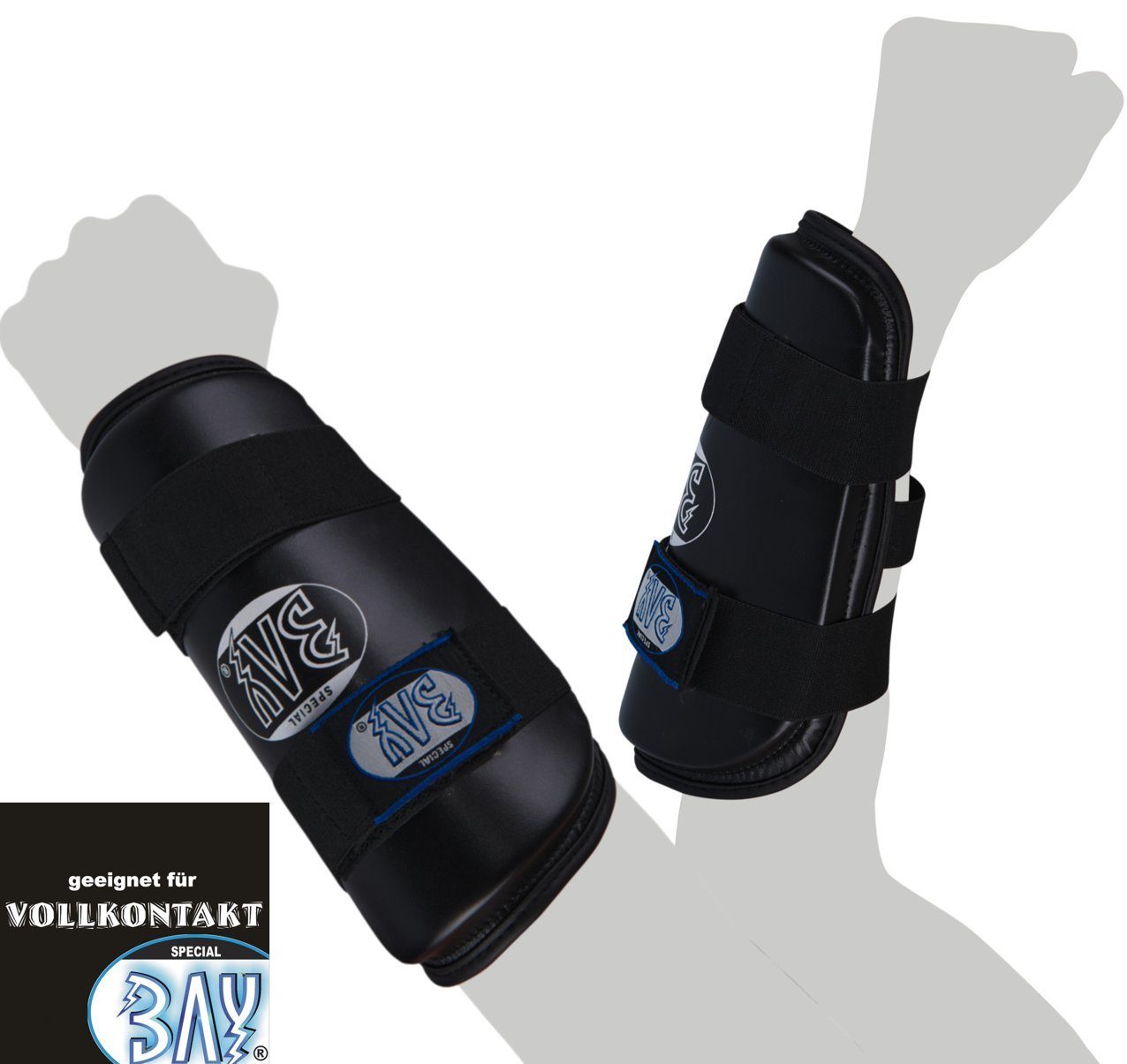 BAY-Sports Armschoner Unterarmschutz Unterarmschoner Kampfsport Krav Maga Unterarm, Für Vollkontakt geeignet, feucht abwischbar, Kunstleder, XS - XL