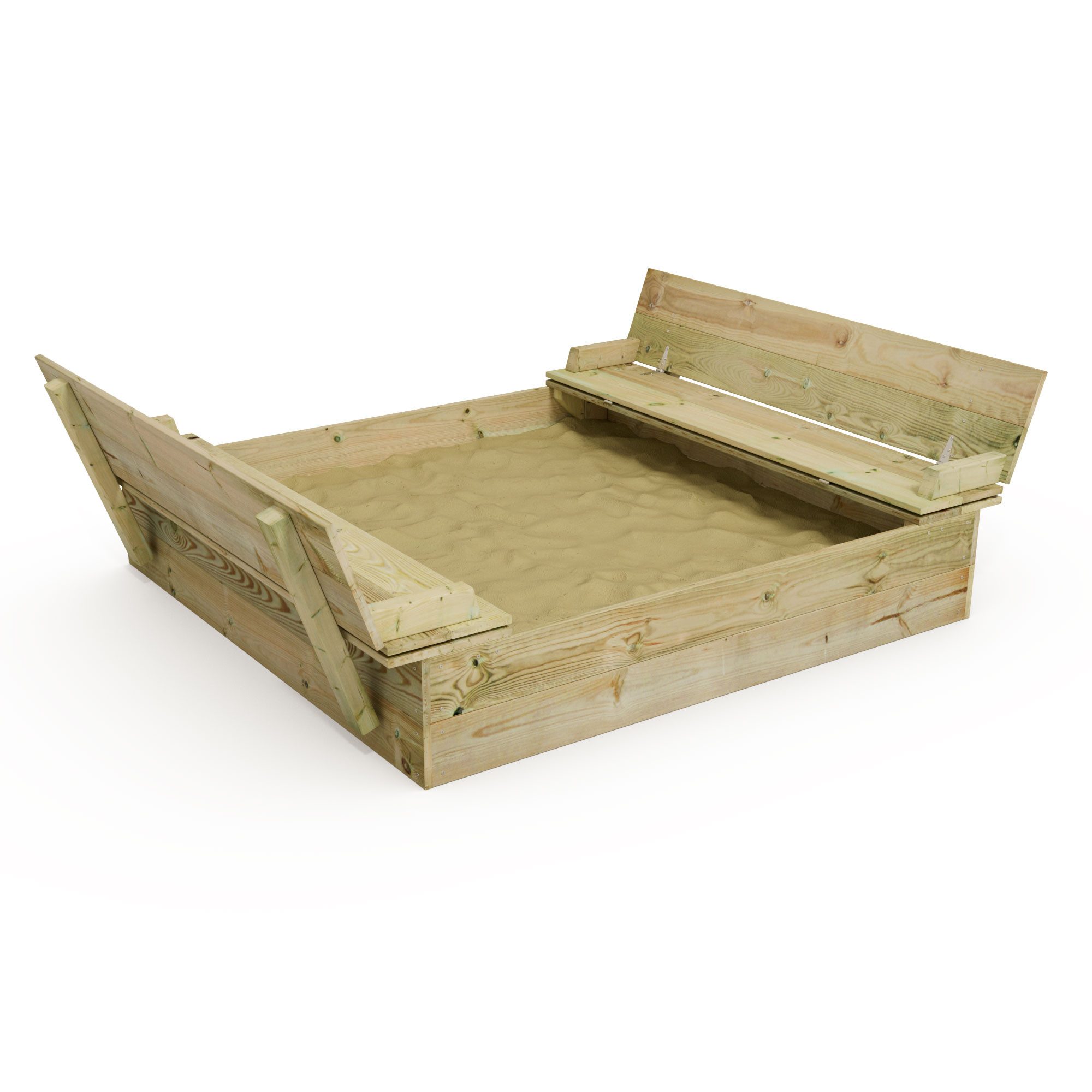 Wickey Sandkasten Flippey - Holzsandkasten mit Deckel & Bank - verschiedene Größen -, (Praktischer Klappdeckel schützt den Sand vor Verschmutzung & Tieren, Ideal für Sandspiele im eigenen Garten - Fördert Kreativität & Motorik), extrem witterungsbeständig für lange Haltbarkeit - 5 Jahre Garantie*