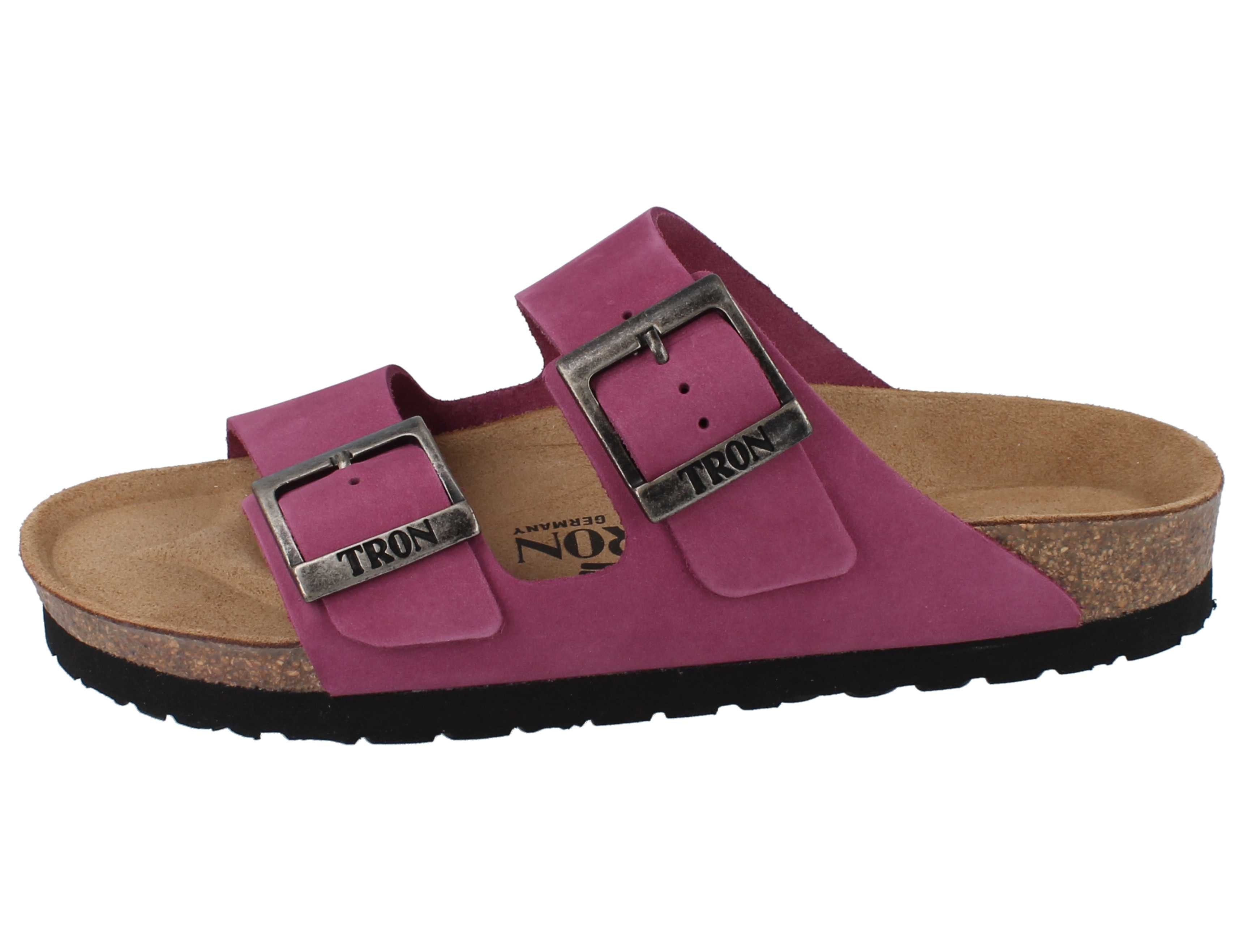 Tron TRON Pampelonne slim Damen Tieffußbett Pantolette pink Nubukleder - Pantolette Atmungsaktiv