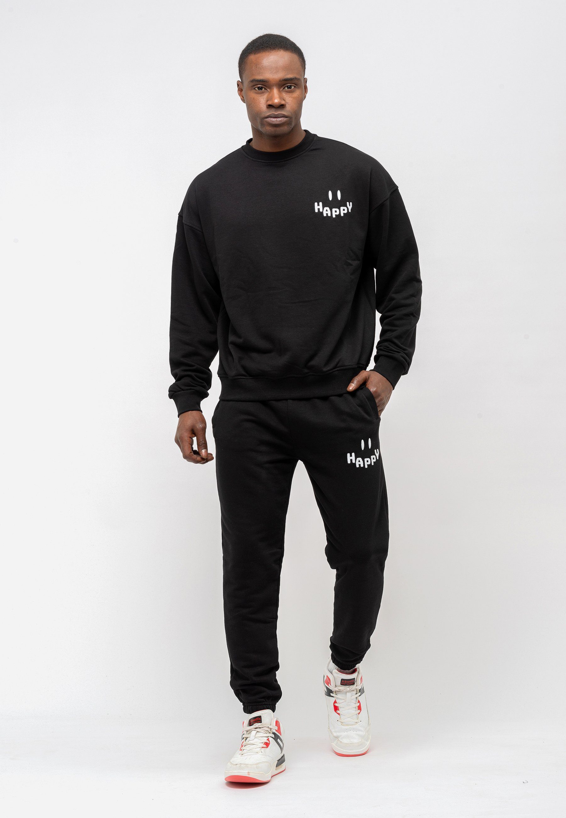 BLACK Sport Tom Happy Sweatshirt, Design Oversize Barron Mens mit Print sportivem Freizeitanzug