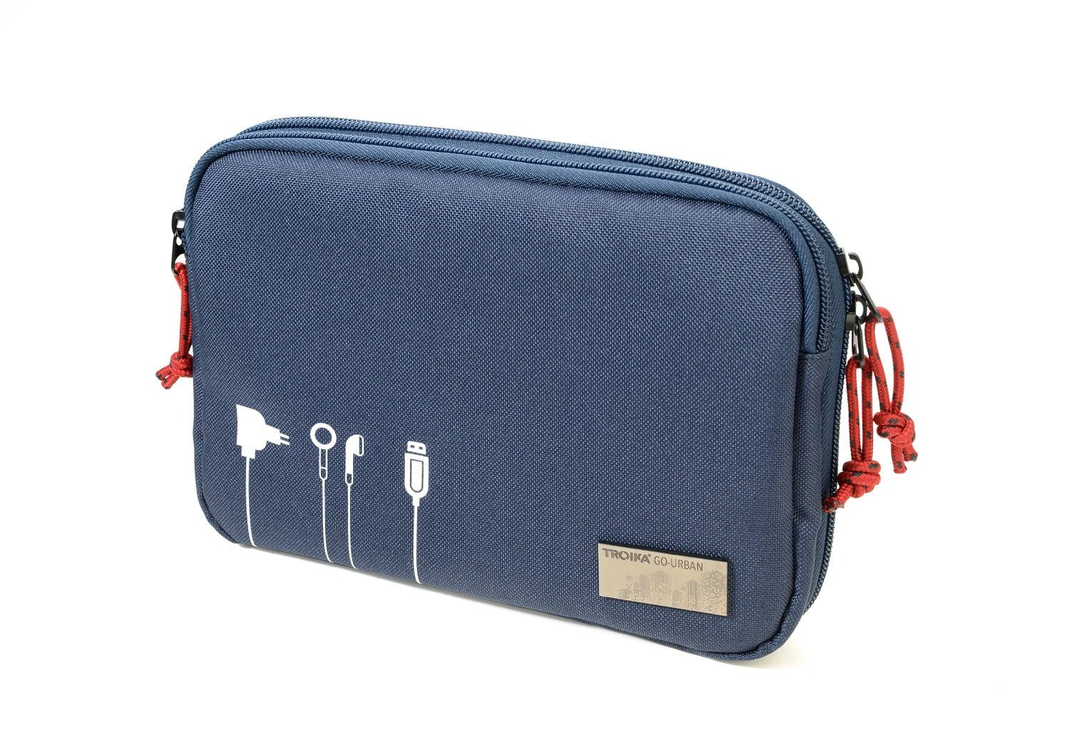 TROIKA Organizer GO URBAN TECH POUCH 27,5x20,5x3 cm – Tasche aus recyceltem Material (1 St), mit Trolley-Befestigung, Reißverschlüssen & Fächern für Zubehör