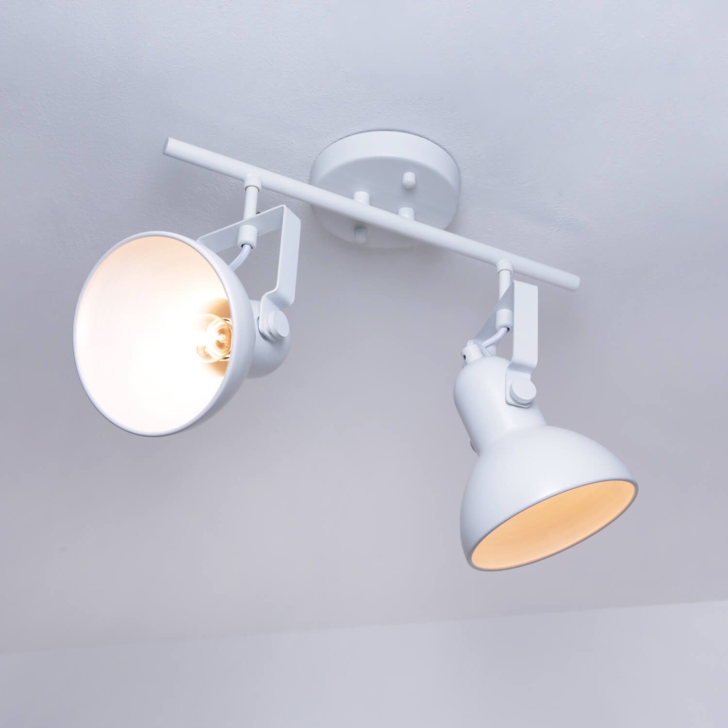Licht-Erlebnisse Deckenstrahler DALLAS, Wohnzimmer Weiß Retro Spot Leuchtmittel, Lampe Lampe Deckenstrahler Metall ohne