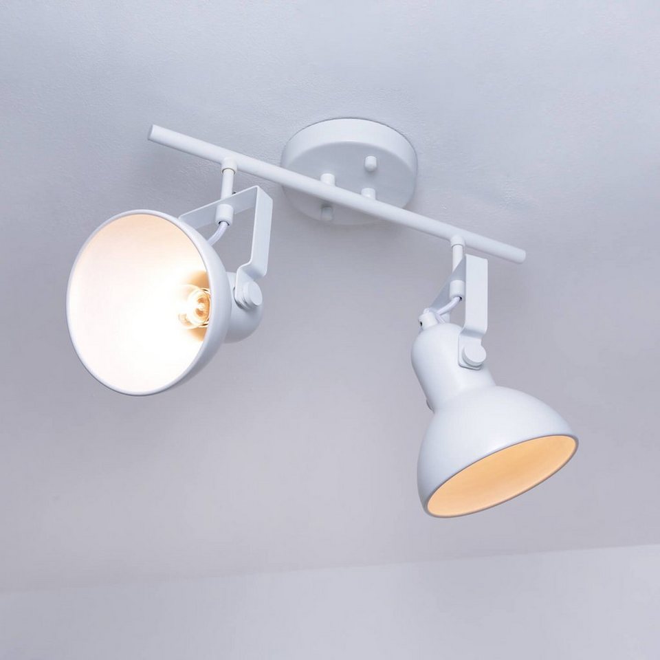 Licht-Erlebnisse Deckenstrahler DALLAS, ohne Leuchtmittel, Spot Lampe  Deckenstrahler Weiß Metall Retro Wohnzimmer Lampe