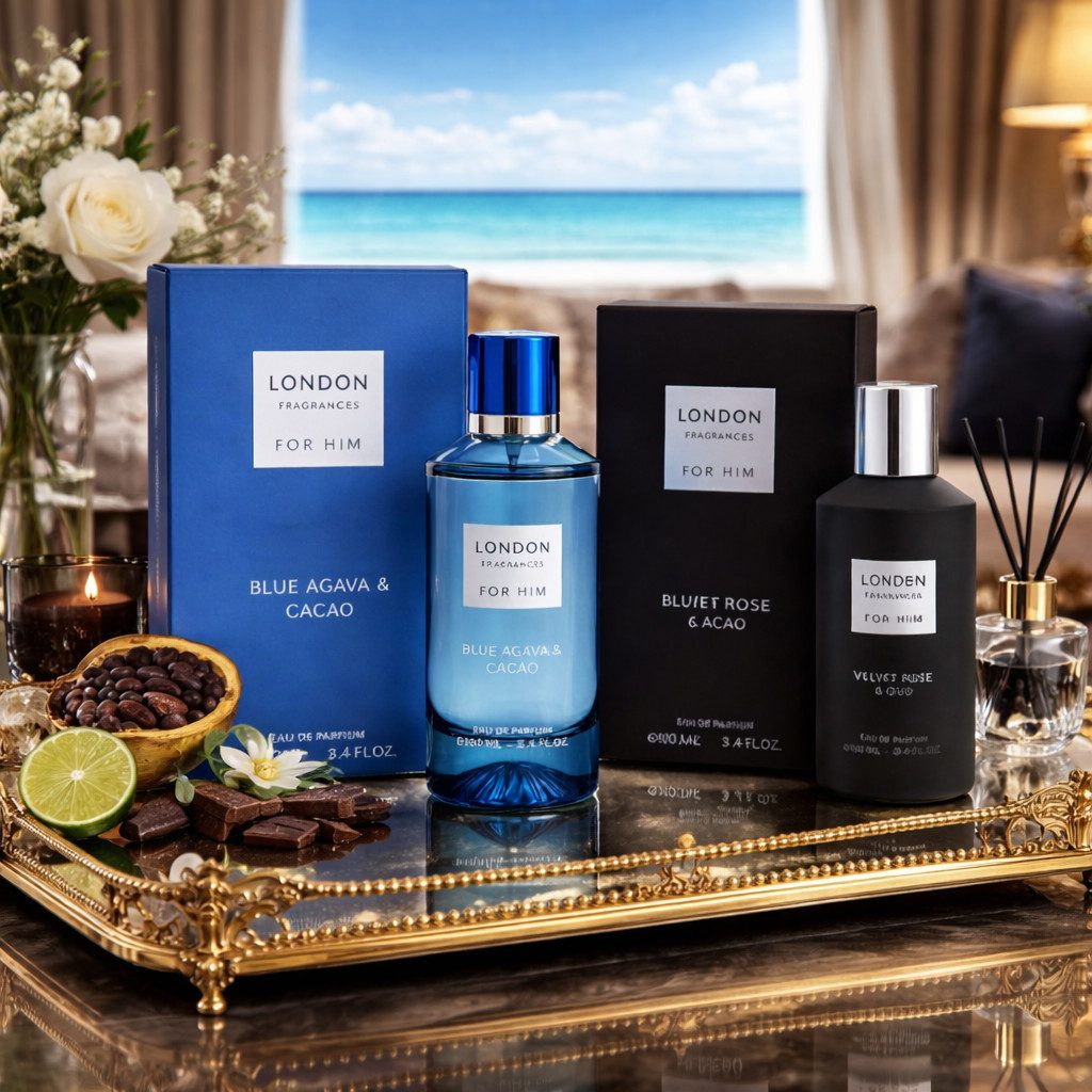 LONDON FRAGRANCES Eau de Parfum For Him, Herrenduft. Velvet Rose & Whisky Cedarwood 100 ml, 2-tlg., Hergestellt in UK, Elegant