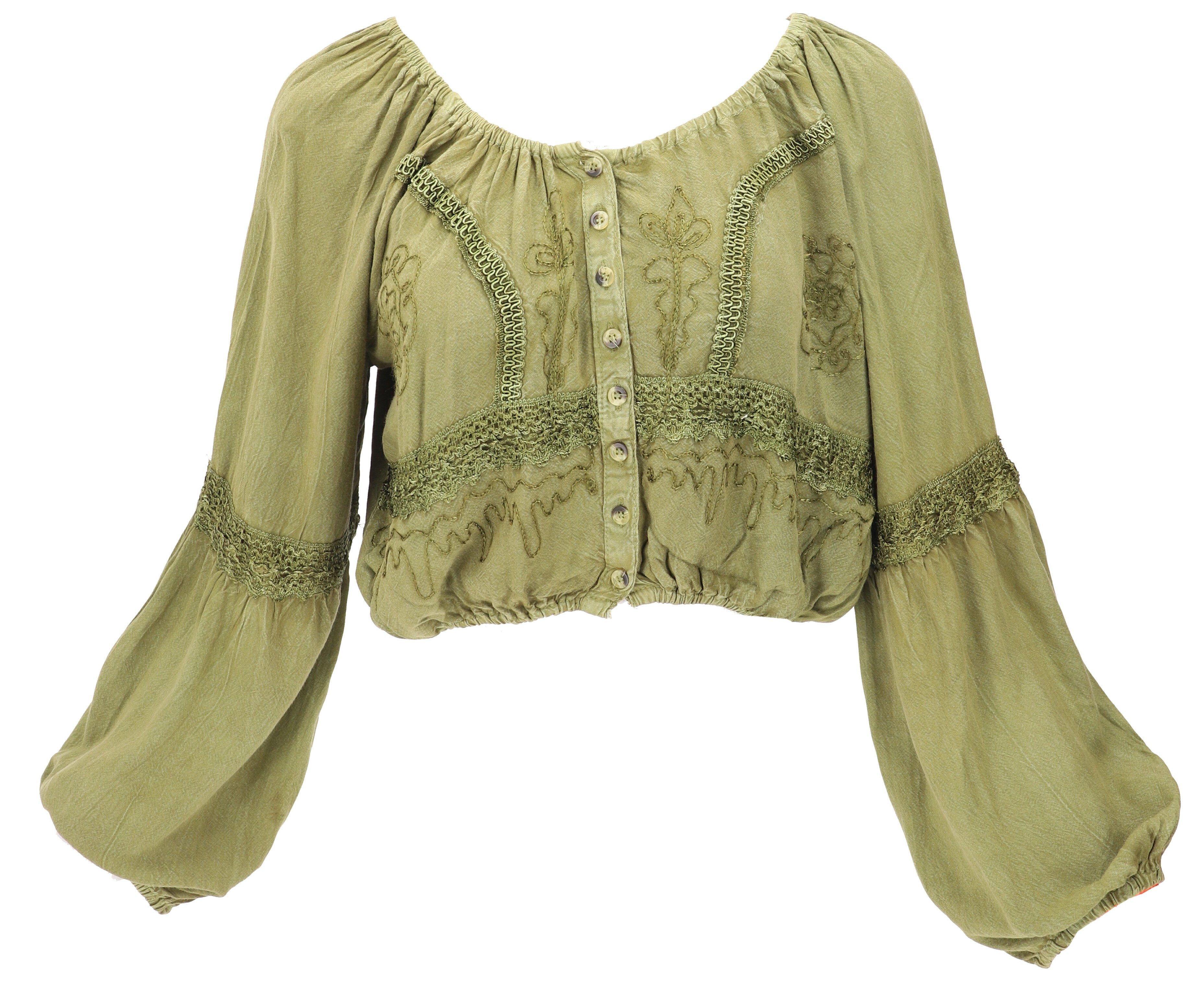 Guru-Shop Longbluse Bestickte indische Hippie Langarm Bluse, Boho.. alternative Bekleidung – Bild 4 von 5