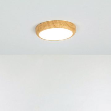 Licht-Erlebnisse Deckenleuchte LARA, LED, Neutralweiß, LED Holz (Kiefer) Weiß D: 17 cm 4400 K 1450 lm Wohnzimmer