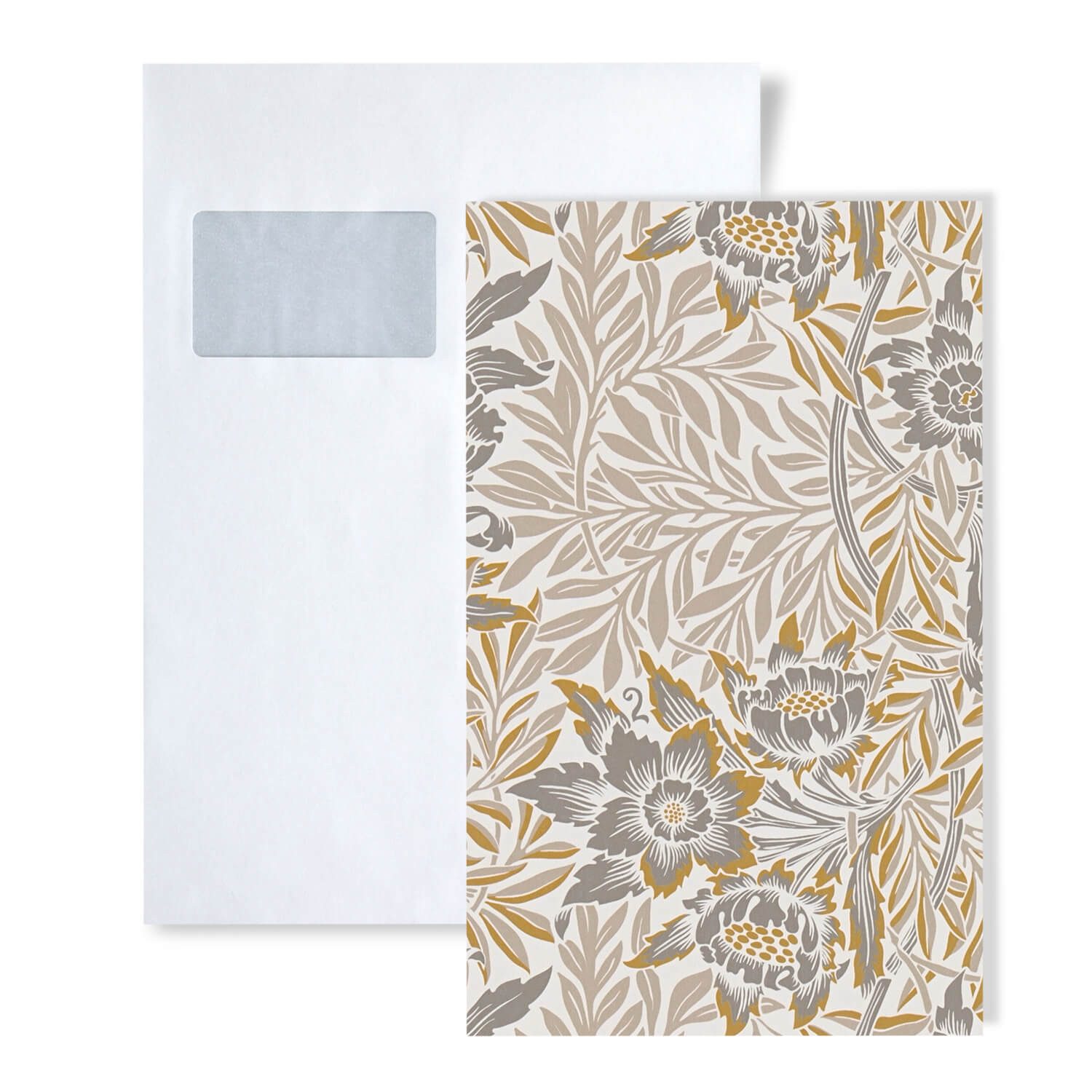 Profhome Vliestapete 1 MUSTERSTÜCK S-390583-GU DIN A4 MUSTER der Blumen Tapete, (1 Musterblatt, ca. A5-A4), beige