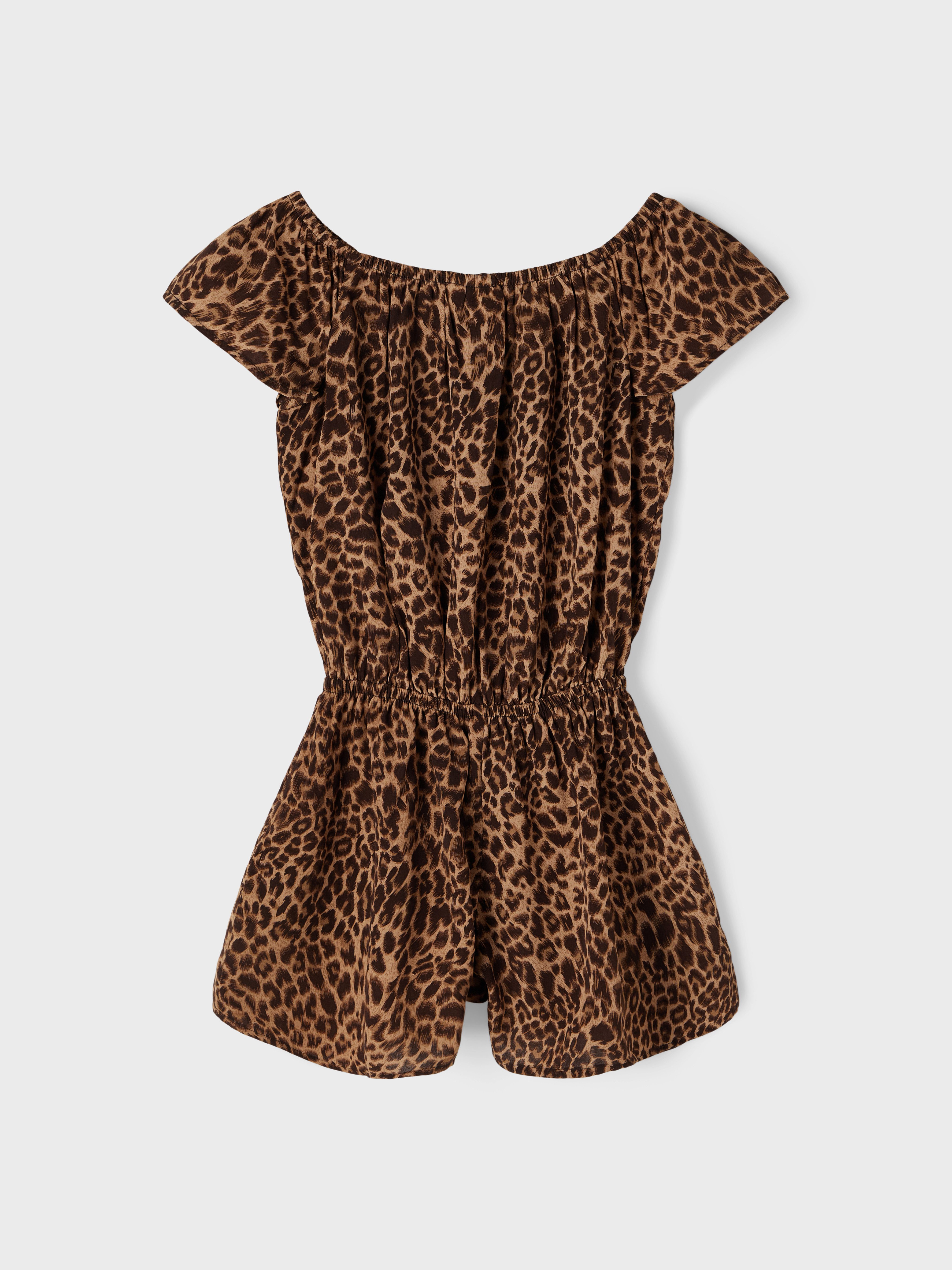 Name It Kurzoverall NKFVINAYA PLAYSUIT FFF Kunstfaser, elastischer Bund, Allover-Druck
