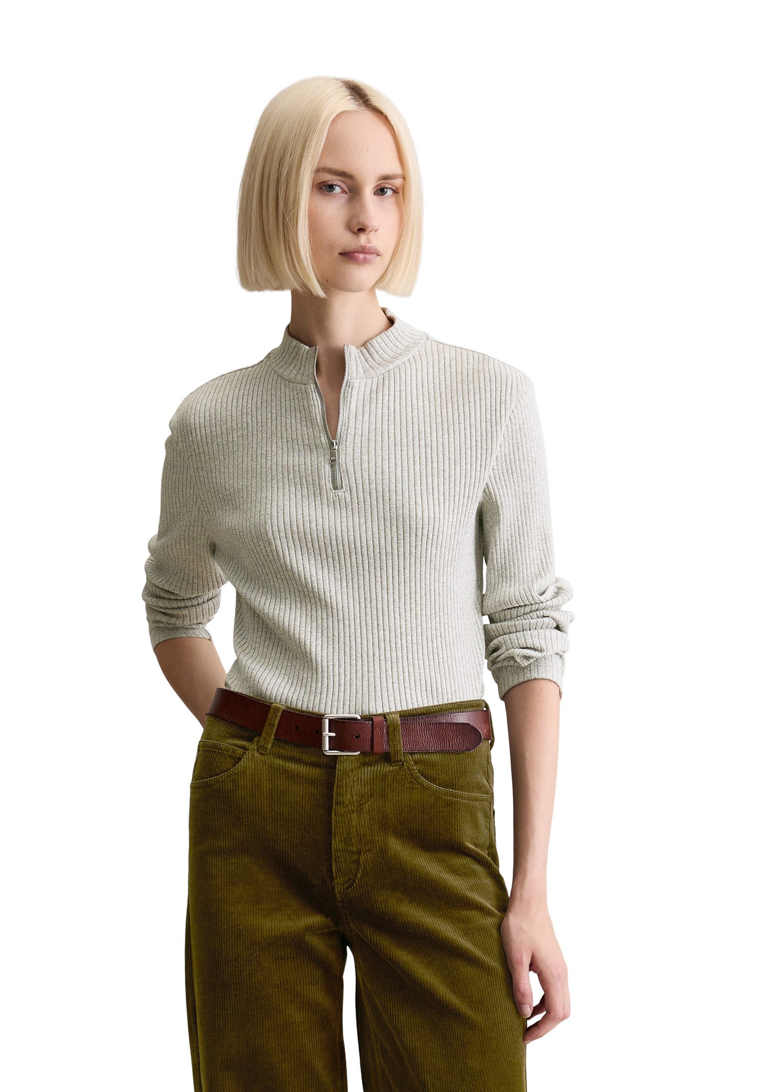 Marc O'Polo DENIM Langarmshirt aus Rippjersey günstig online kaufen