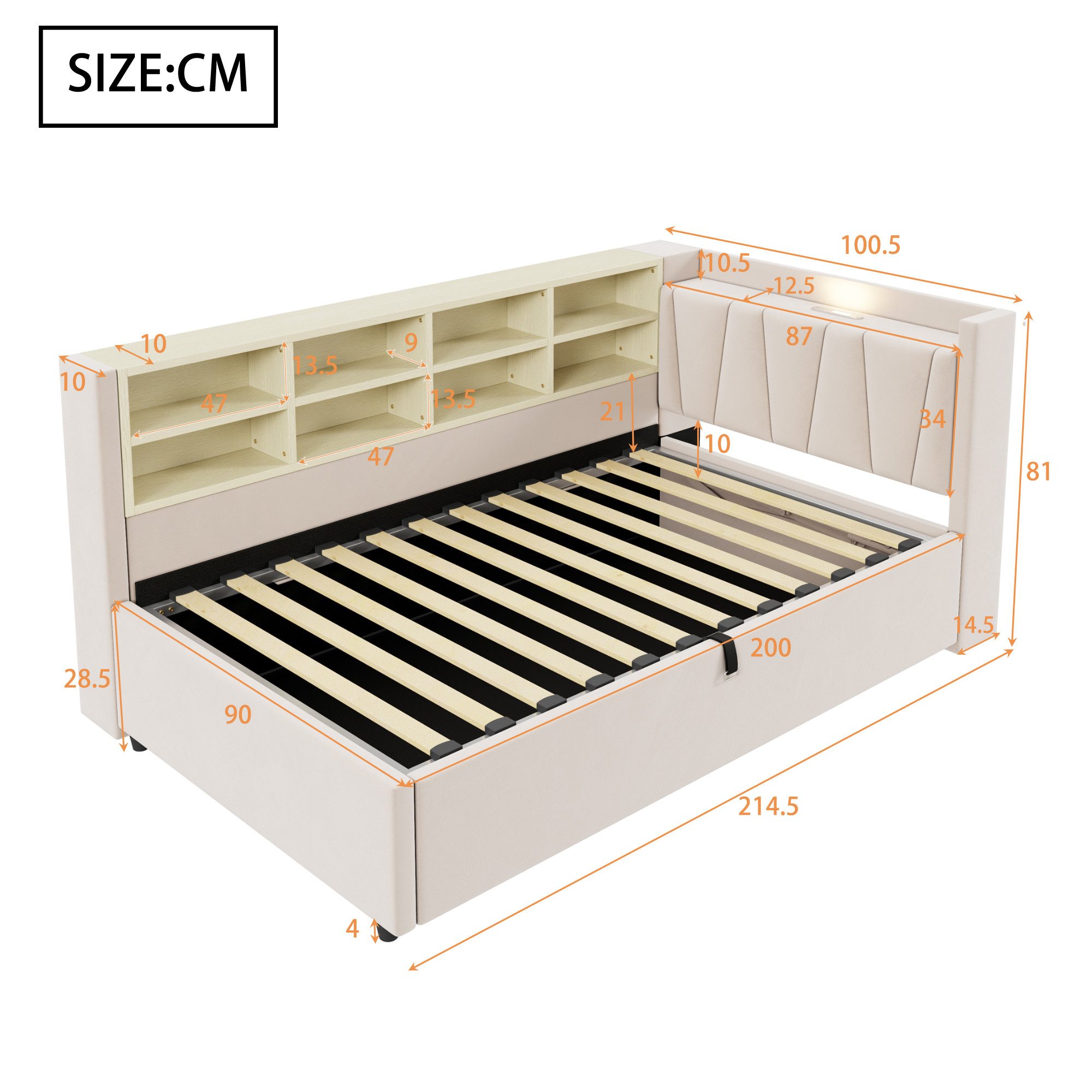 Celya Polsterbett Schlafsofa 90*200 cm, Mit Hydraulischem Stauraum (Multifu günstig online kaufen