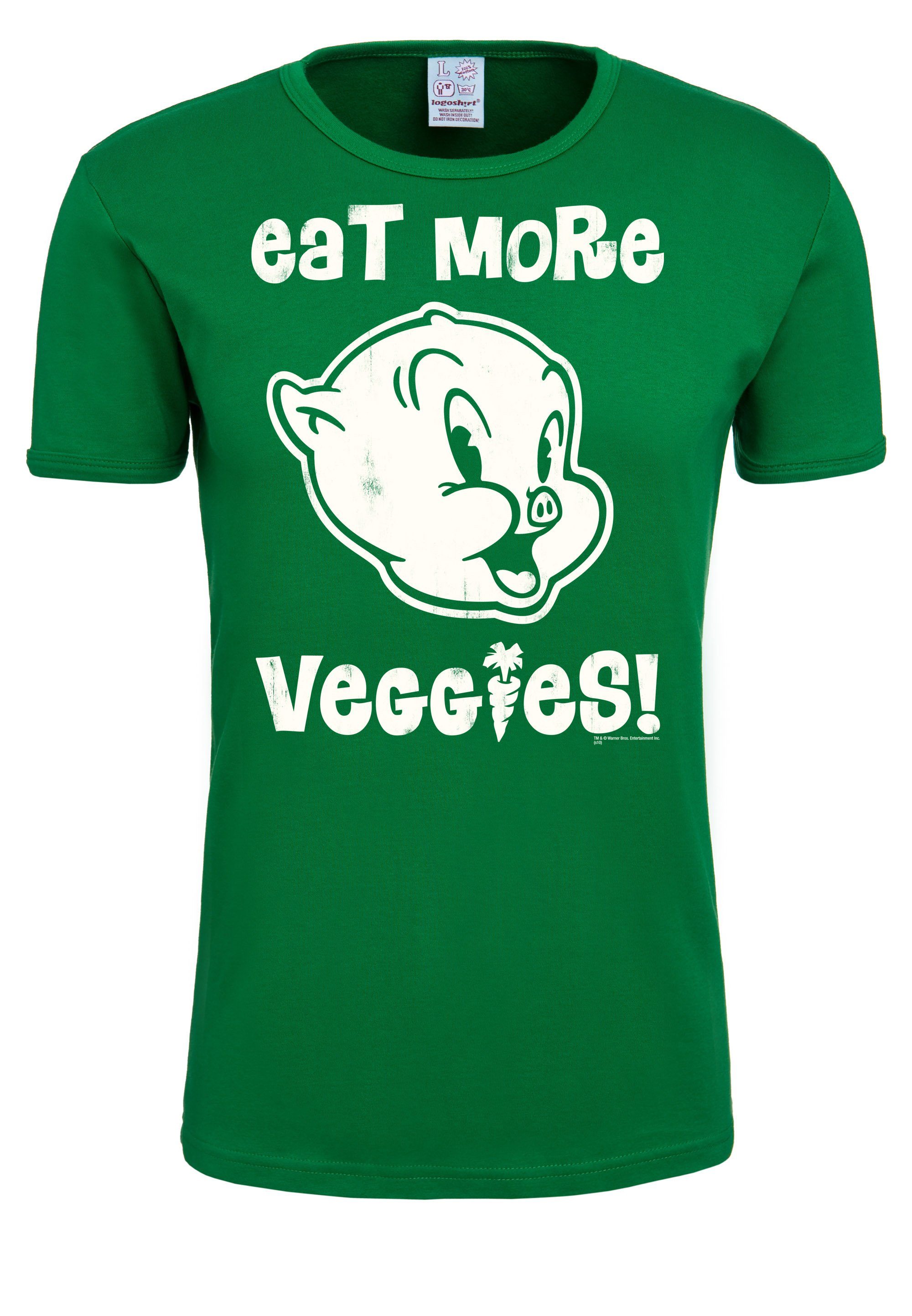 Looney - T-Shirt LOGOSHIRT More Veggies Schweinchen Tunes mit Dick-Print Eat