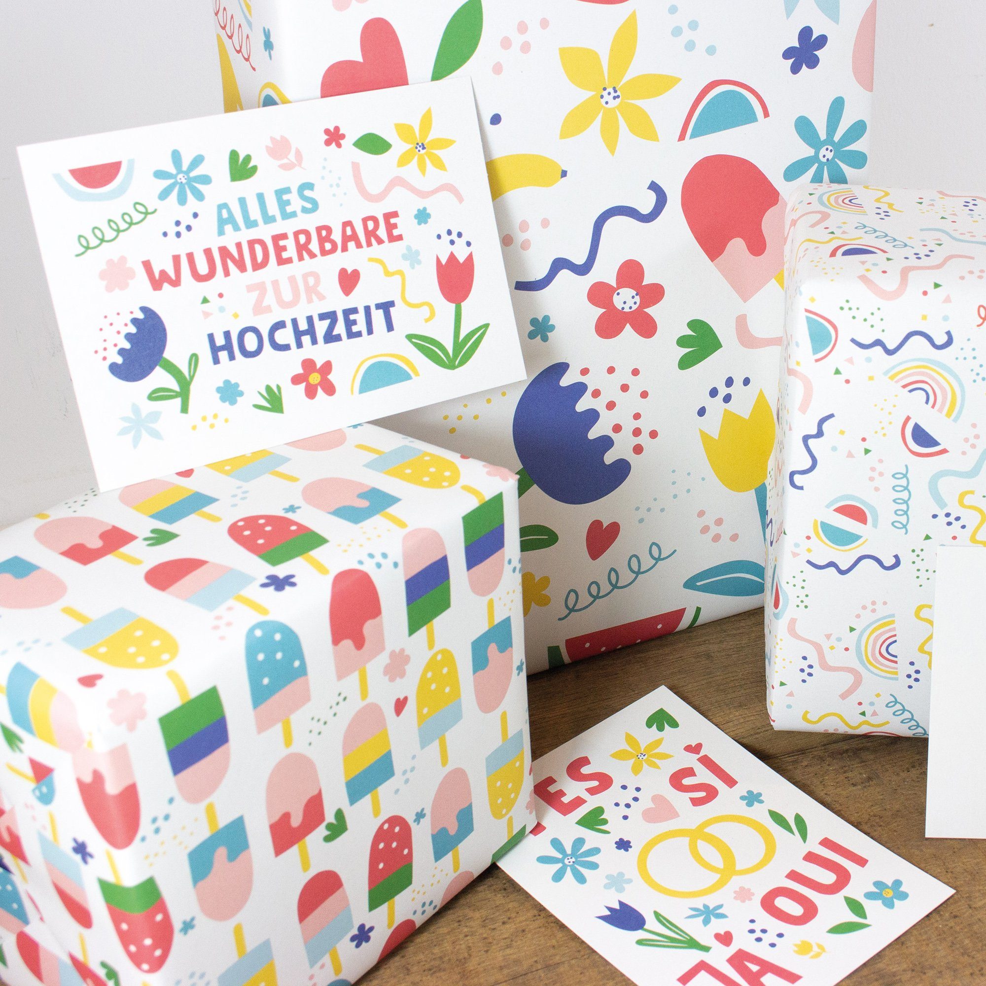 Bow & Hummingbird Geschenkpapier Geschenkpapier Ice Cream, 100 % Recyclingpapier