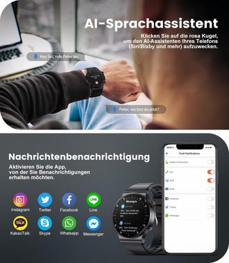 FEELNEVER Smartwatch (1,39 Zoll, Android iOS), Herren mit Telefonfunktion mit SpO2 100+ Sportmodi IP67 Wasserdicht