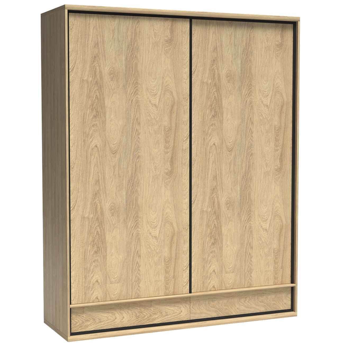 Masseno Drehtürenschrank SYNDRA 177,2 cm Kleiderschrank 2 Türen Schlafzimmerschrank Eichefarben