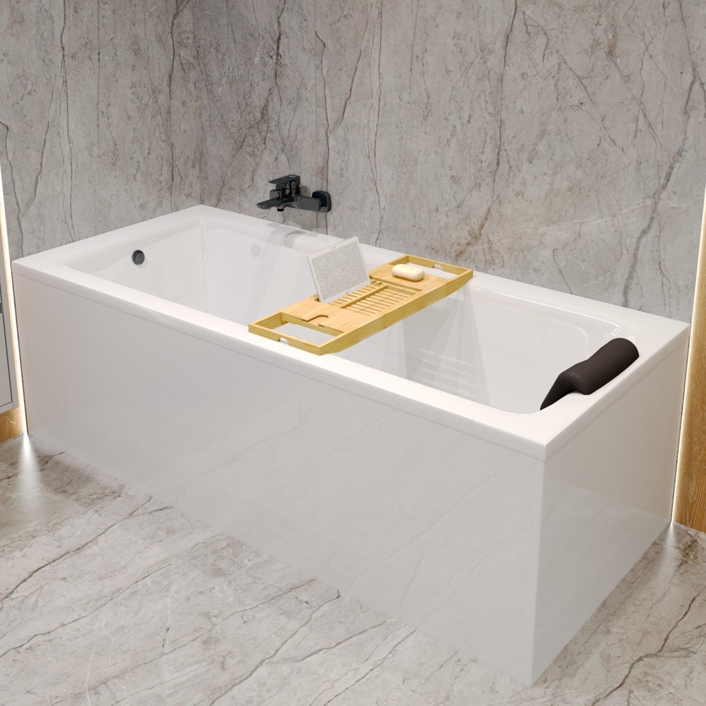 KOLMAN Badewanne Badewanne Rechteck TALIA 100x70 mit Kopfstütze KODI