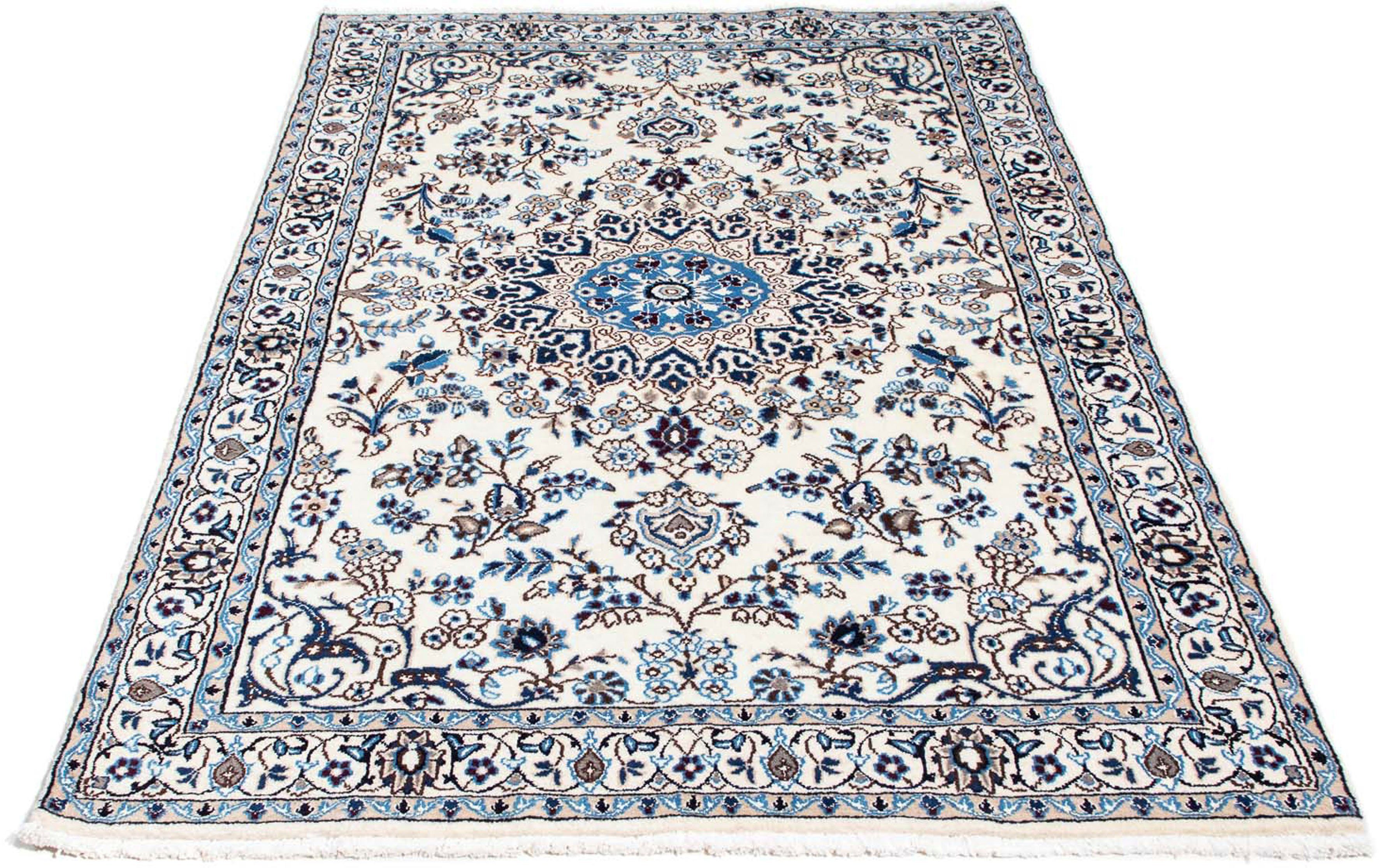 Orientteppich Perser - Nain - Royal - 187 x 114 cm - beige, morgenland, rechteckig, Höhe: 10 mm, Wohnzimmer, Handgeknüpft, Einzelstück mit Zertifikat