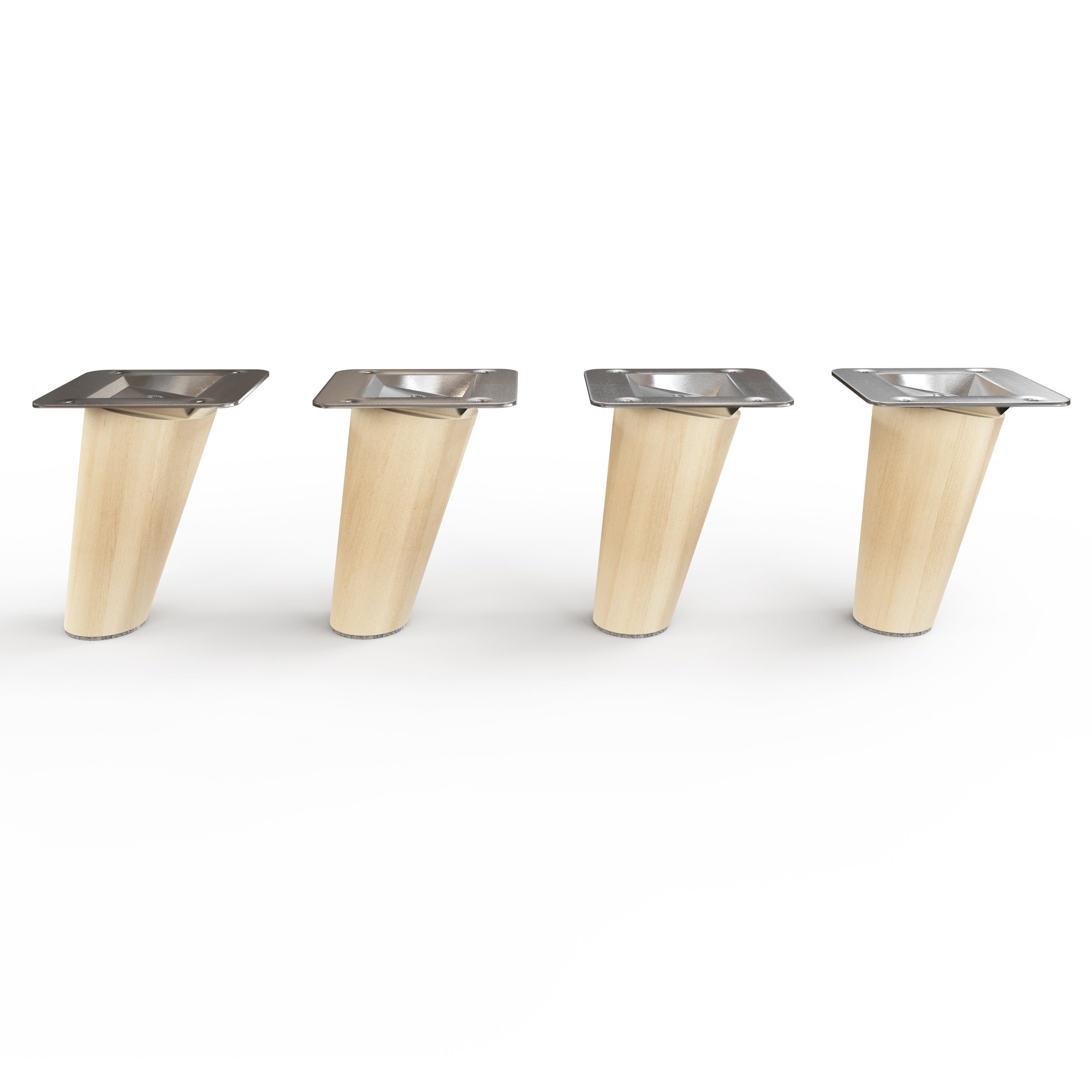 sossai® Möbelfuß Holzfüße Rund schräge Ausführung Öl-Finish / Natur, (4-St), 8cm - 71cm