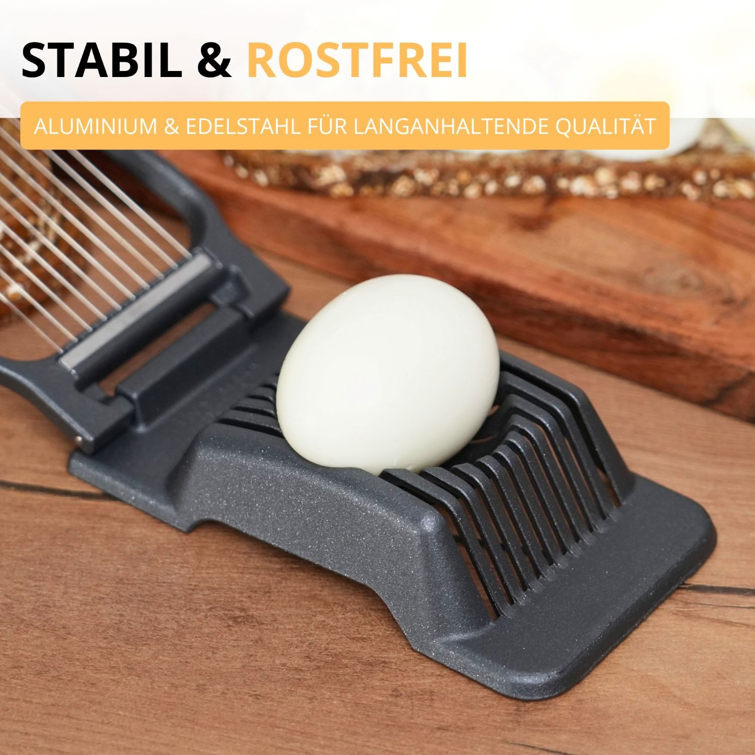 WESTMARK Eierschneider Black Edition, für runde und ovale Scheiben, einzeln gespannte Schneid