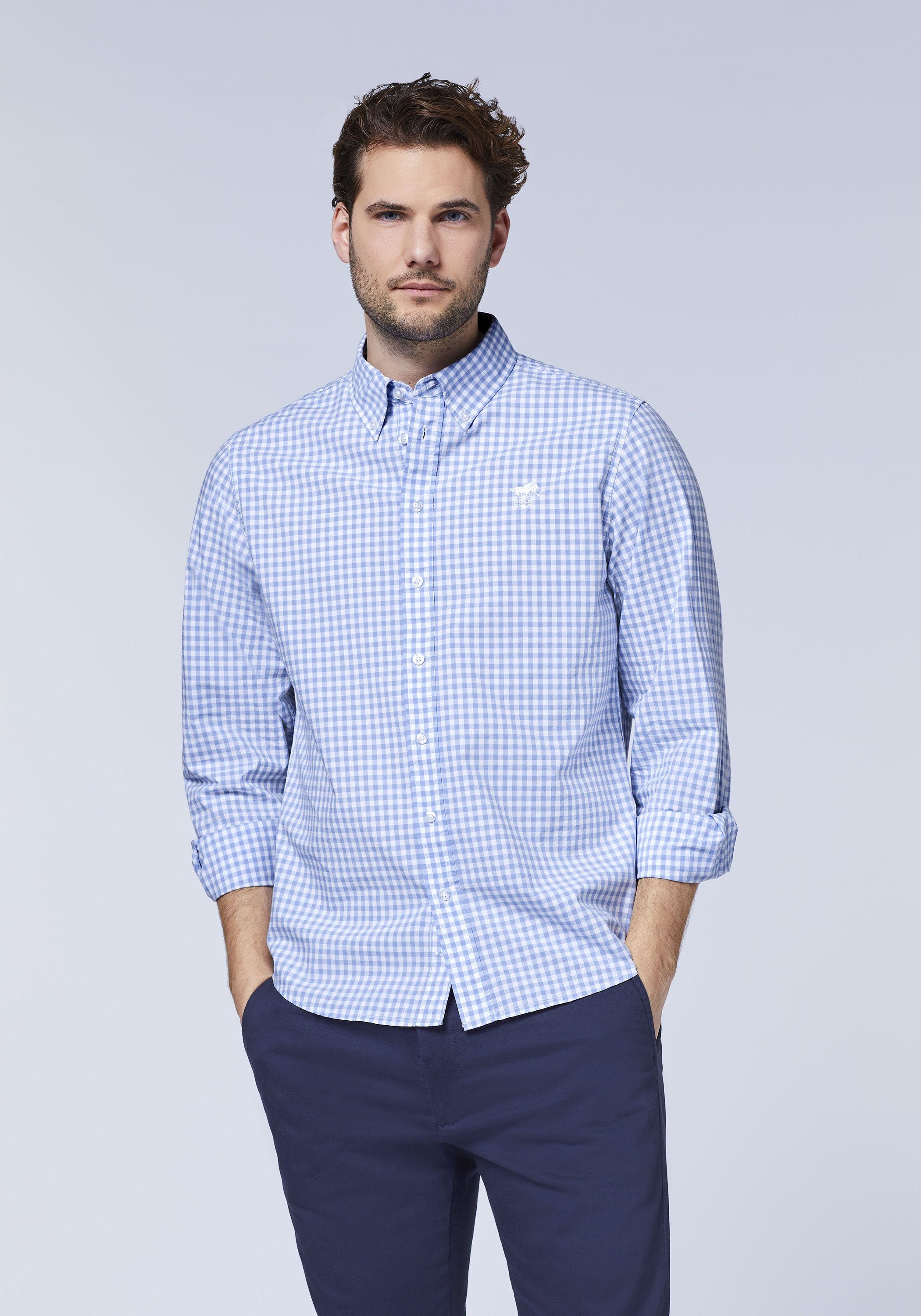 Polo Sylt Langarmhemd mit minimalistischem Karomuster