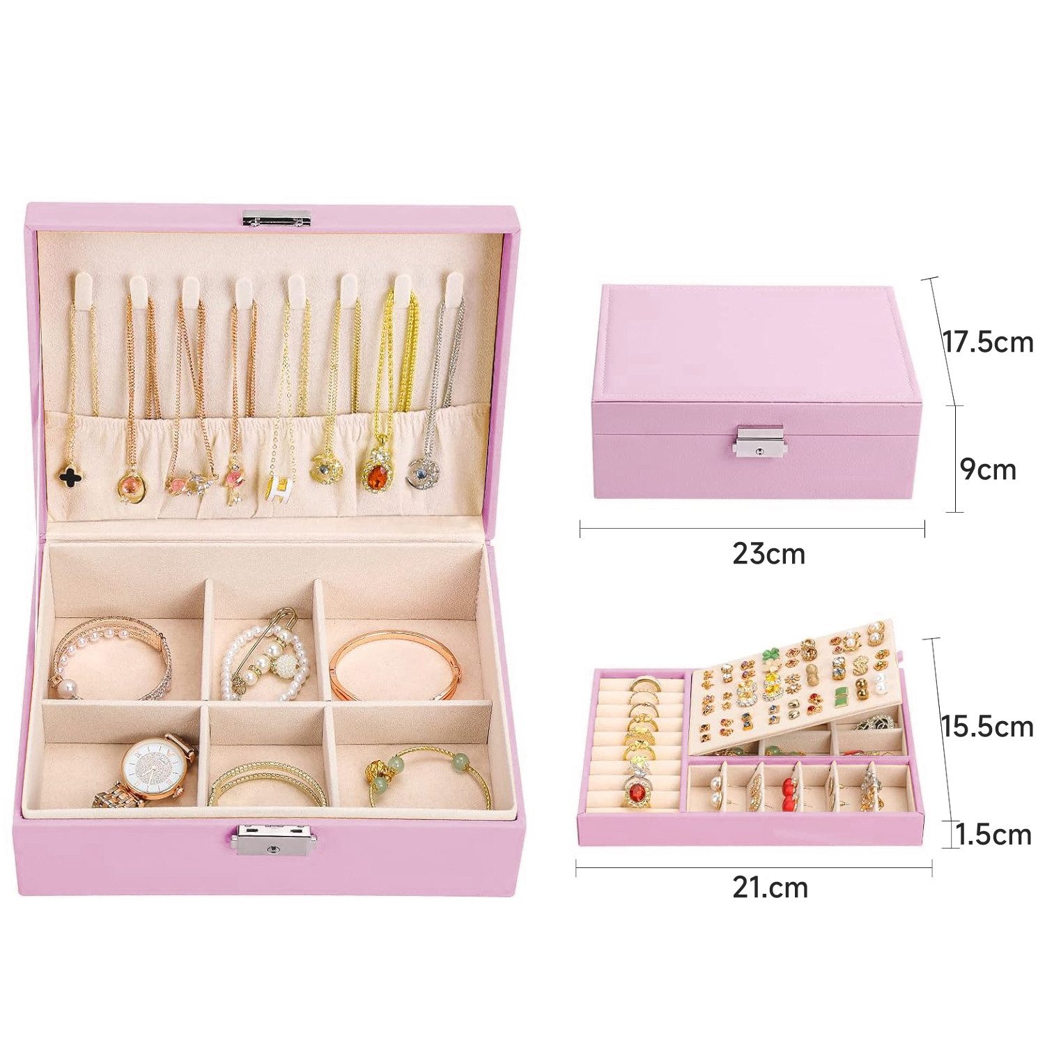 OSTWOLKE Schmuckkasten 2 Schichten Schmuckkästchen Schmuckschatulle Schmuck günstig online kaufen