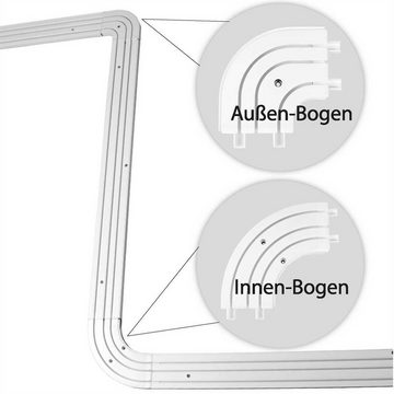 Erker-Innenbogen, Bestlivings, 1-läufig, mit Bohren, wird in vorhandene Gardinenschiene geschoben, Kunststoff, Verbindungsbogen / Abschlußbogen für Gardinenschienen, Vorhangschienen, 1-Lauf bis 3-Lauf