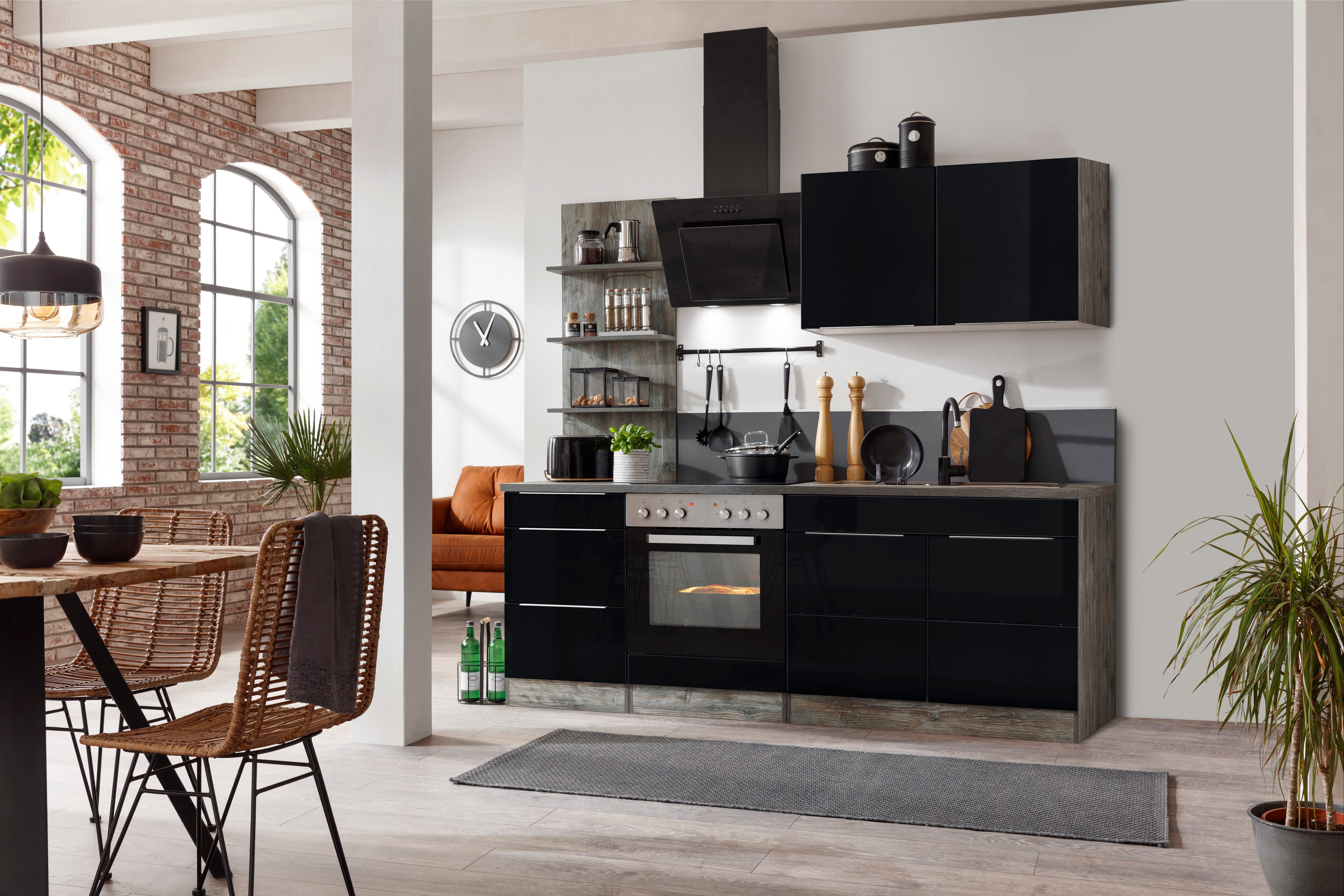 KOCHSTATION Küchenzeile KS-Brindisi, Breite 210 cm, wahlweise mit E-Geräten günstig online kaufen