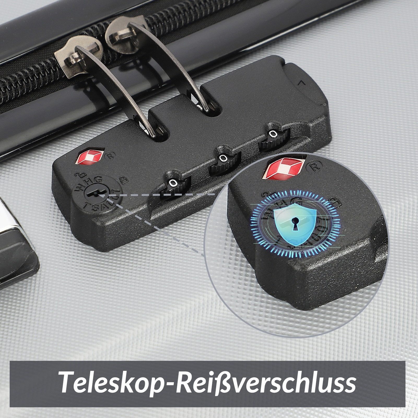 zebery Kofferset Trolleyset Reisekoffer ABS Hartschalenkoffer mit Zahlenschloss, Hartschalen Rollkoffer,3 tlg,4 Rollen,ABS-Material, Dunkelgrau