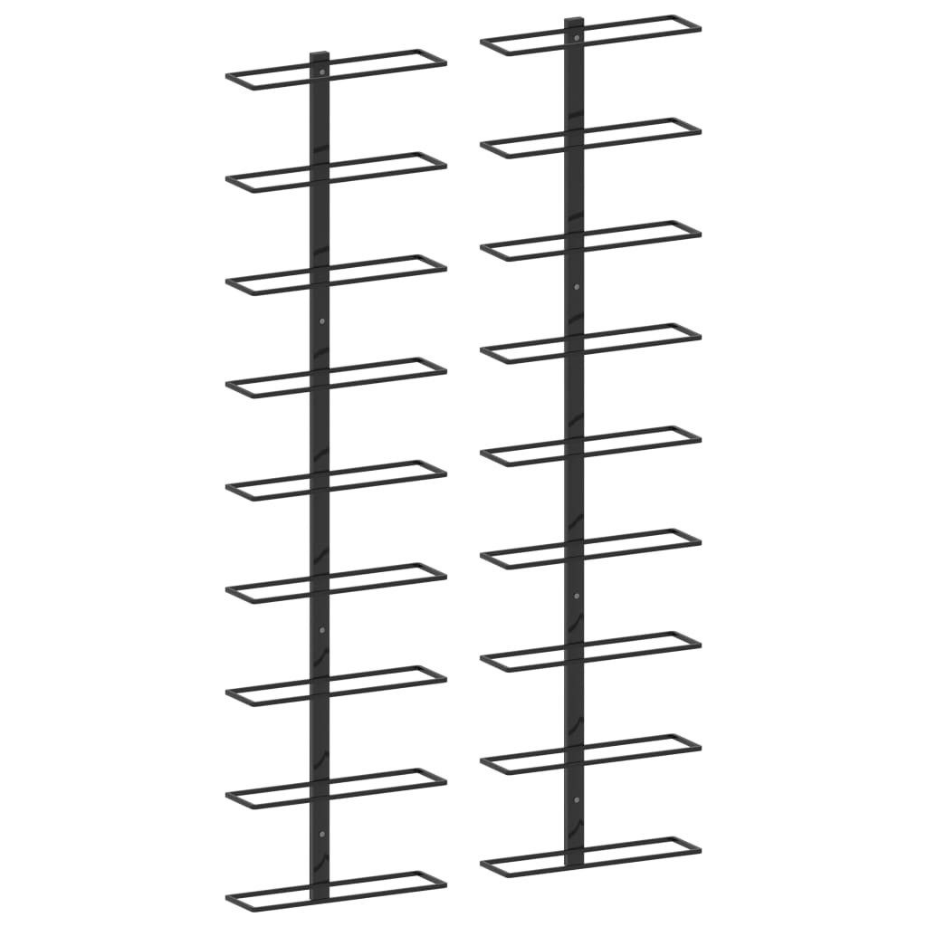 vidaXL Weinregal Wand-Weinregale für 18 Flaschen 2 Stk. Schwarz Eisen, 1-tlg.