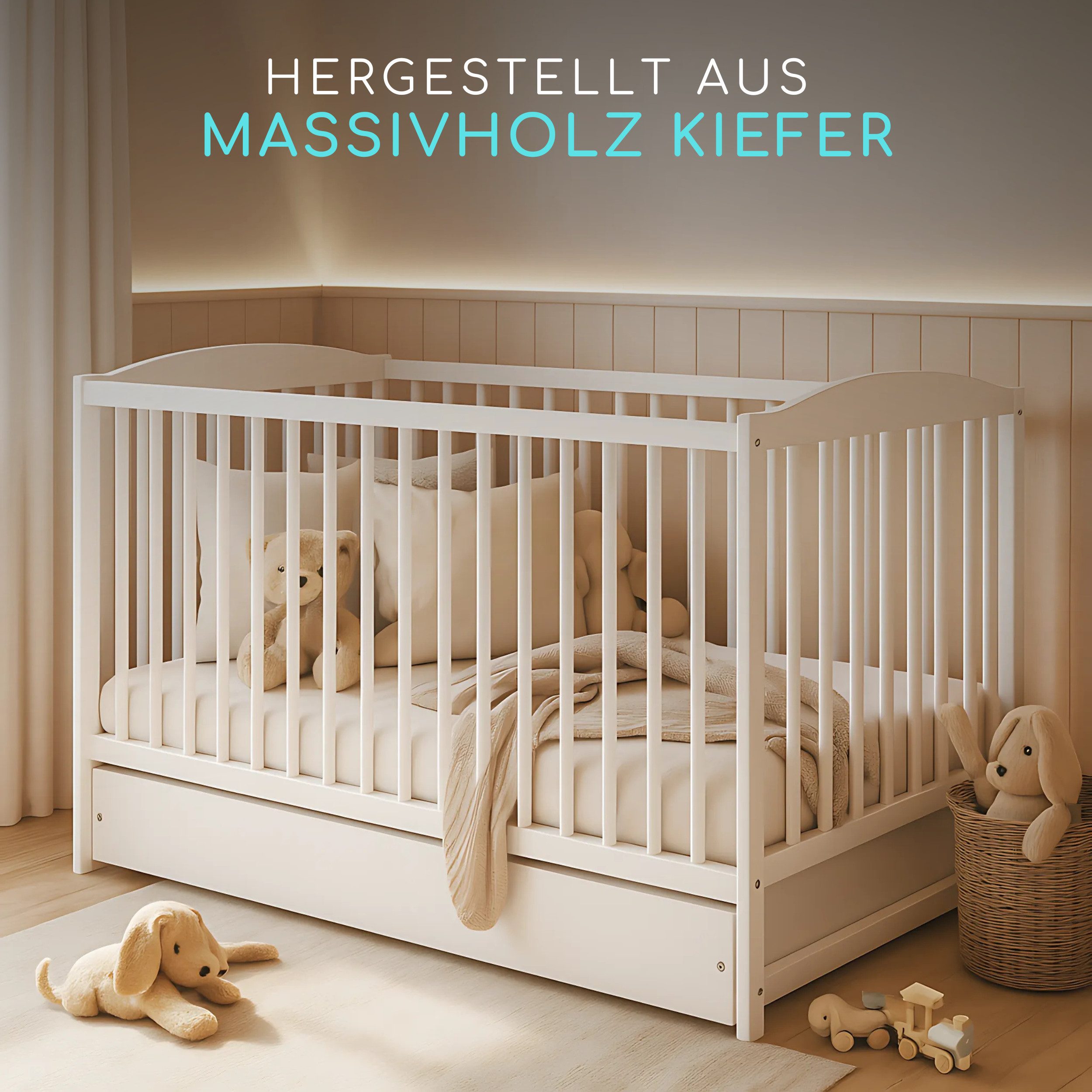 Alavya Home® Babybett NALA, Gitterbett 60x120 günstig online kaufen