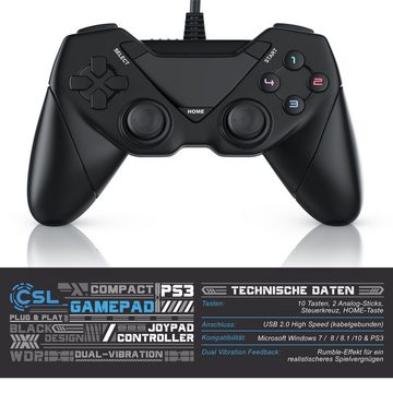 CSL PlayStation-Controller (1 St., USB Controller für Android, PC / PS3 / Direct-Input / X-Input)