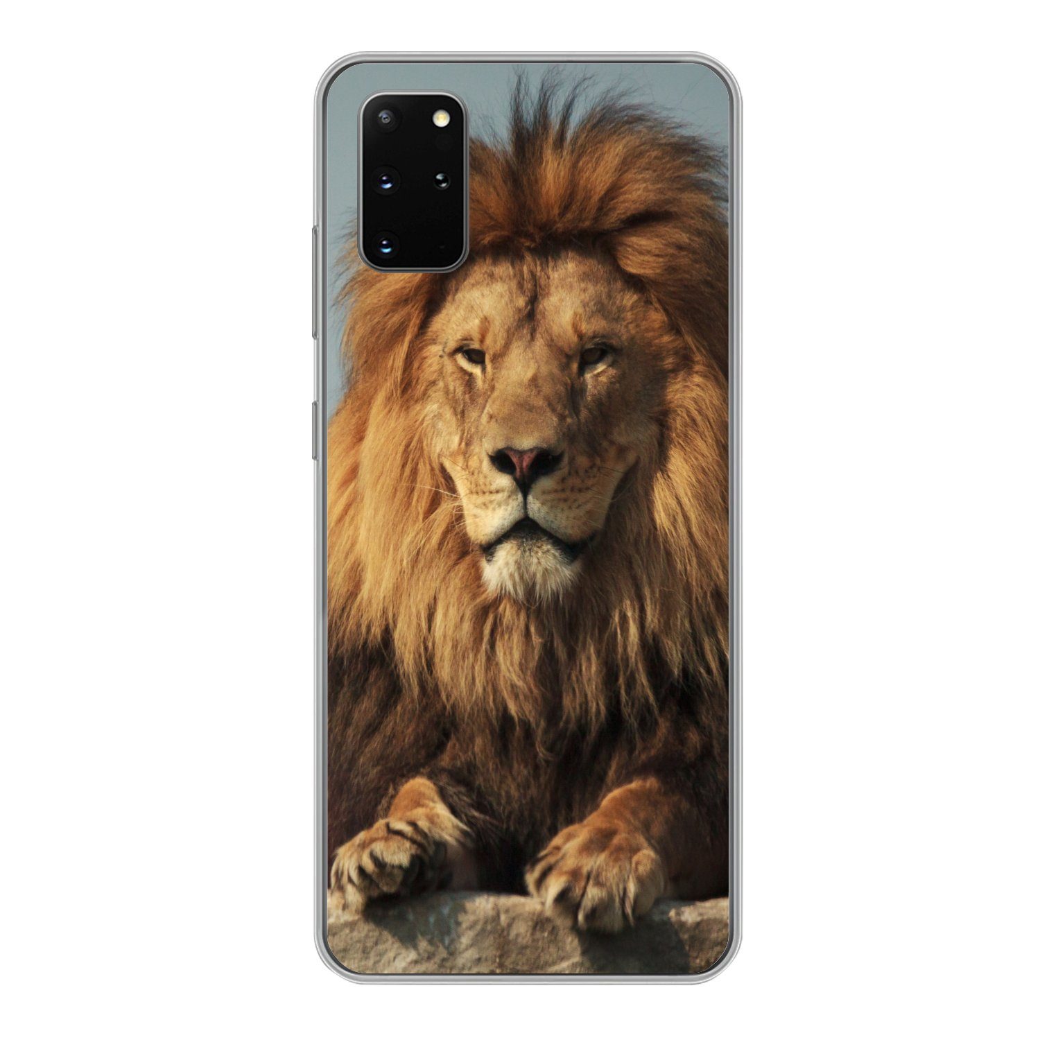 MuchoWow Handyhülle für Samsung Galaxy S20 Plus Löwe - Felsen - Porträt, Phone Case, Silikon, Schutzhülle Dünn