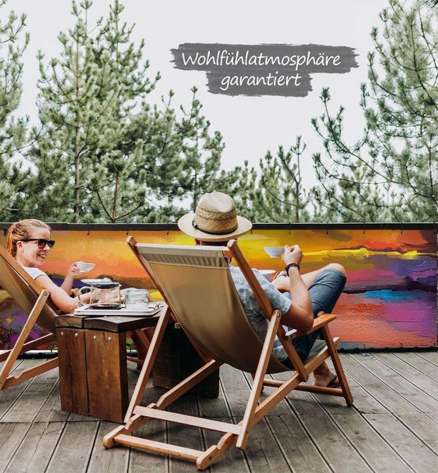 Thumbnail - MyMaxxi Sichtschutzelement Balkonbanner Sonnenuntergang Gemälde Balkon Sichtschutz Garten, (Bambus grün)