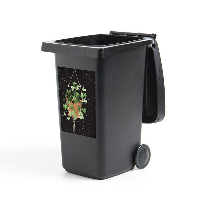 MuchoWow Wandsticker Pflanzen - Hängepflanzen - Dots (1 St) Mülleimer-aufkleber Mülltonne Sticker Container Abfalbehälter