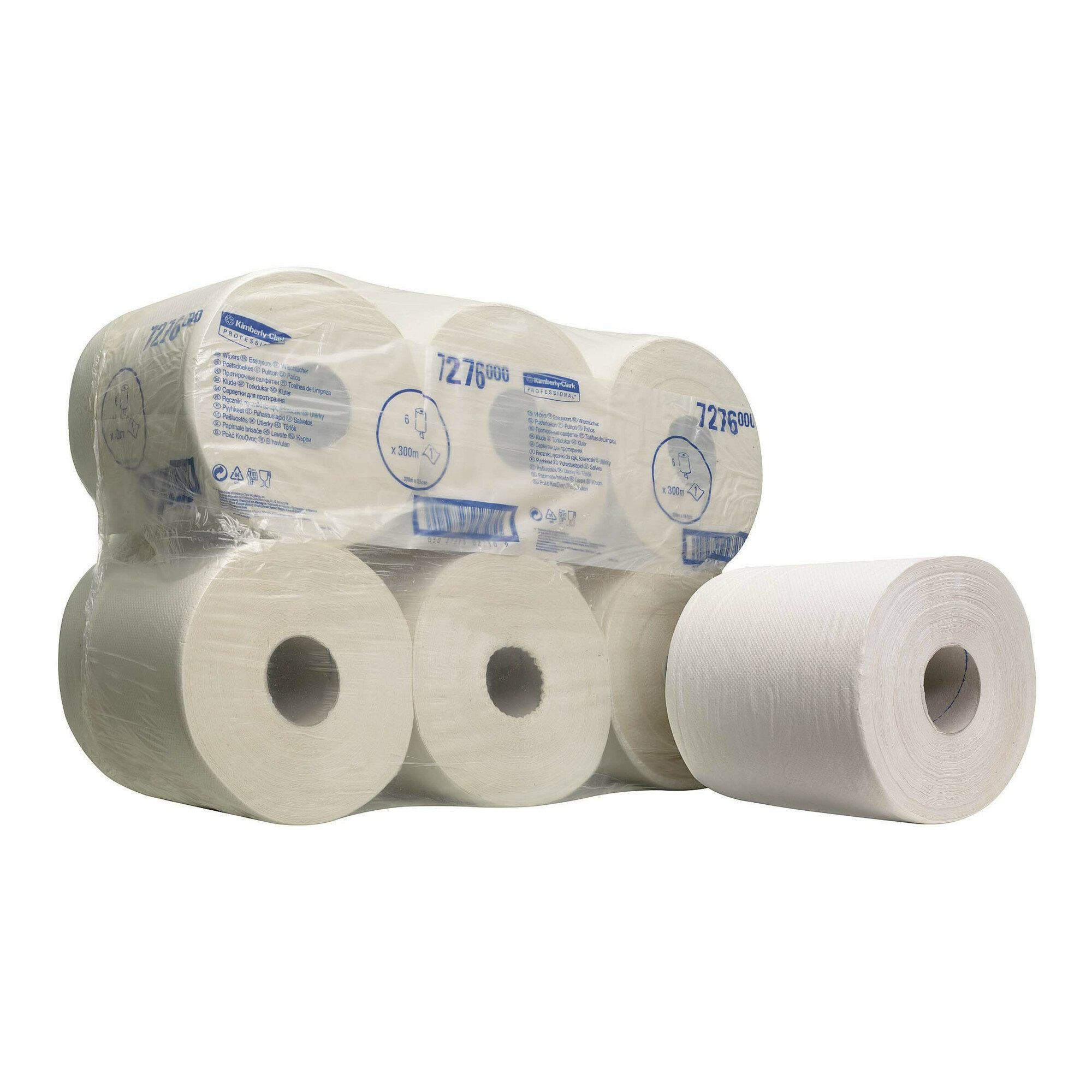Wypall Reinigungsschwamm WypAll L10 Essential Wischtücher, 6 Rollen à 300 m Länge, weißes, 1-la