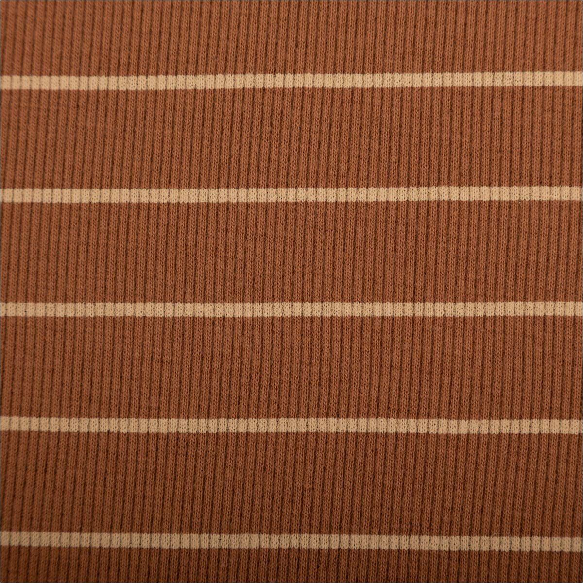SCHÖNER LEBEN. Stoff Jerseystoff Ripp Meterware Streifen braun beige Baumwolle 120cm, allergikergeeignet