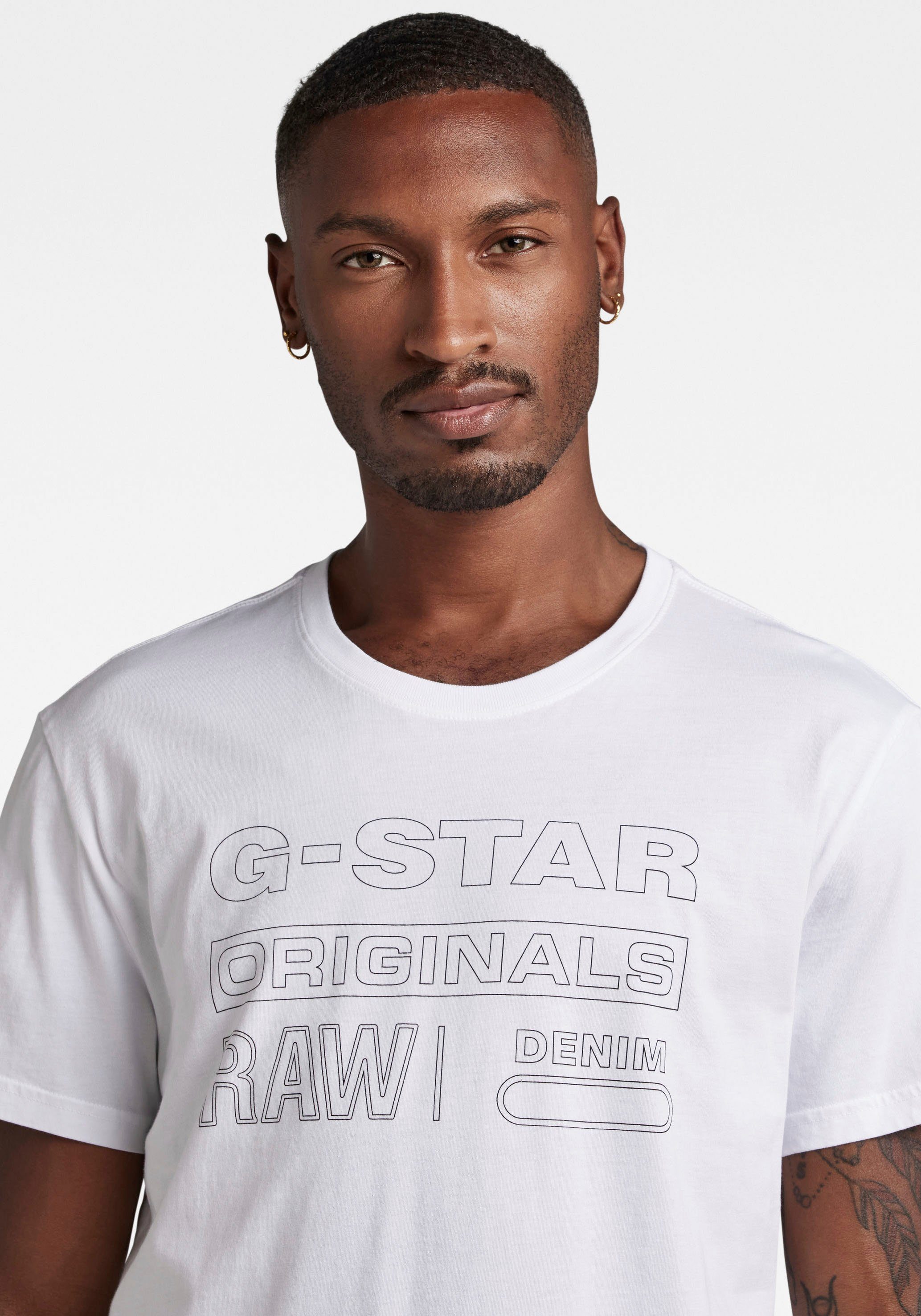 Originals G-Star T-Shirt White Logodruck mit RAW