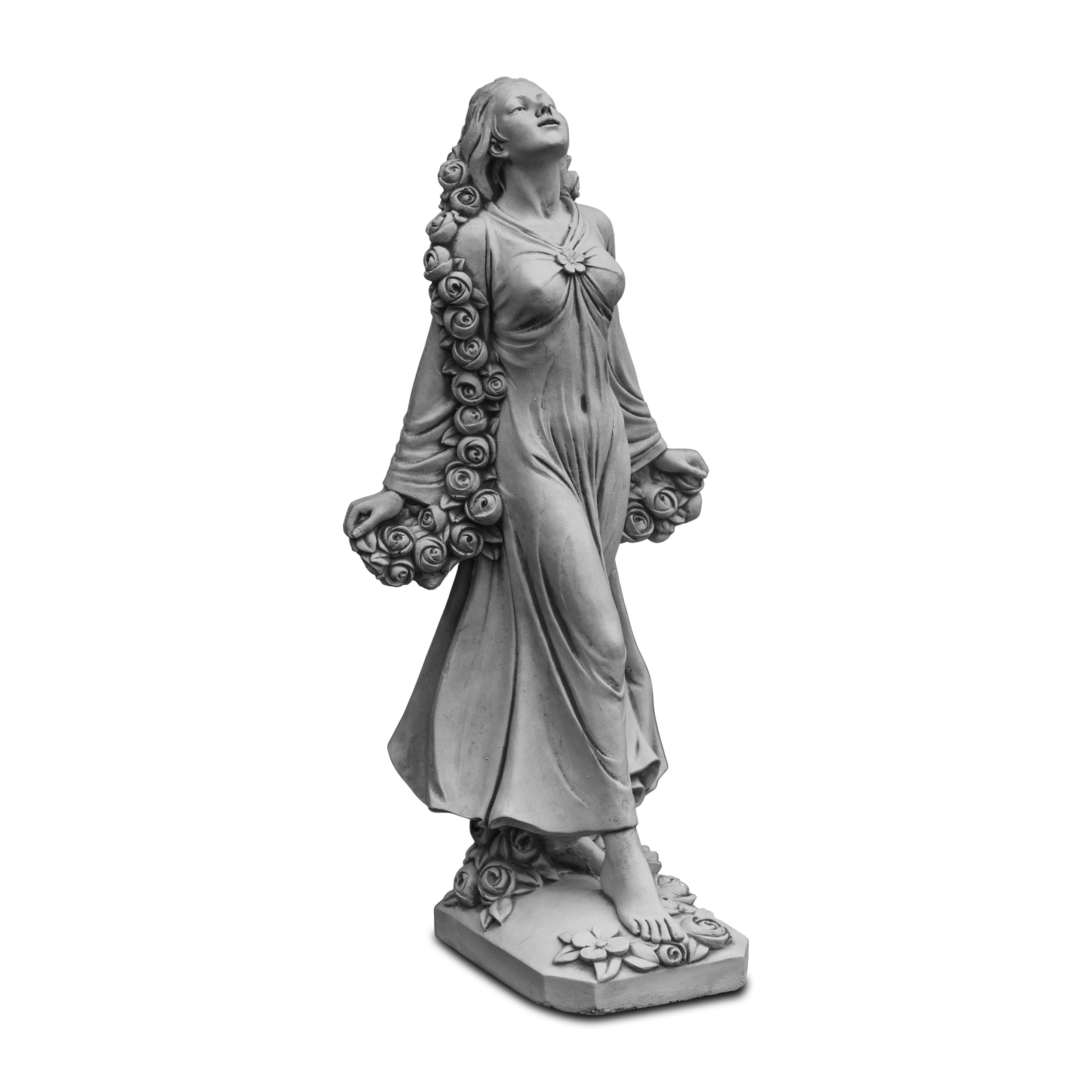 gartendekoparadies.de Gartenfigur Frau-Statue Flora, Römische Göttin mit Rosenranken, 78 cm, 34 kg, Frostsicher