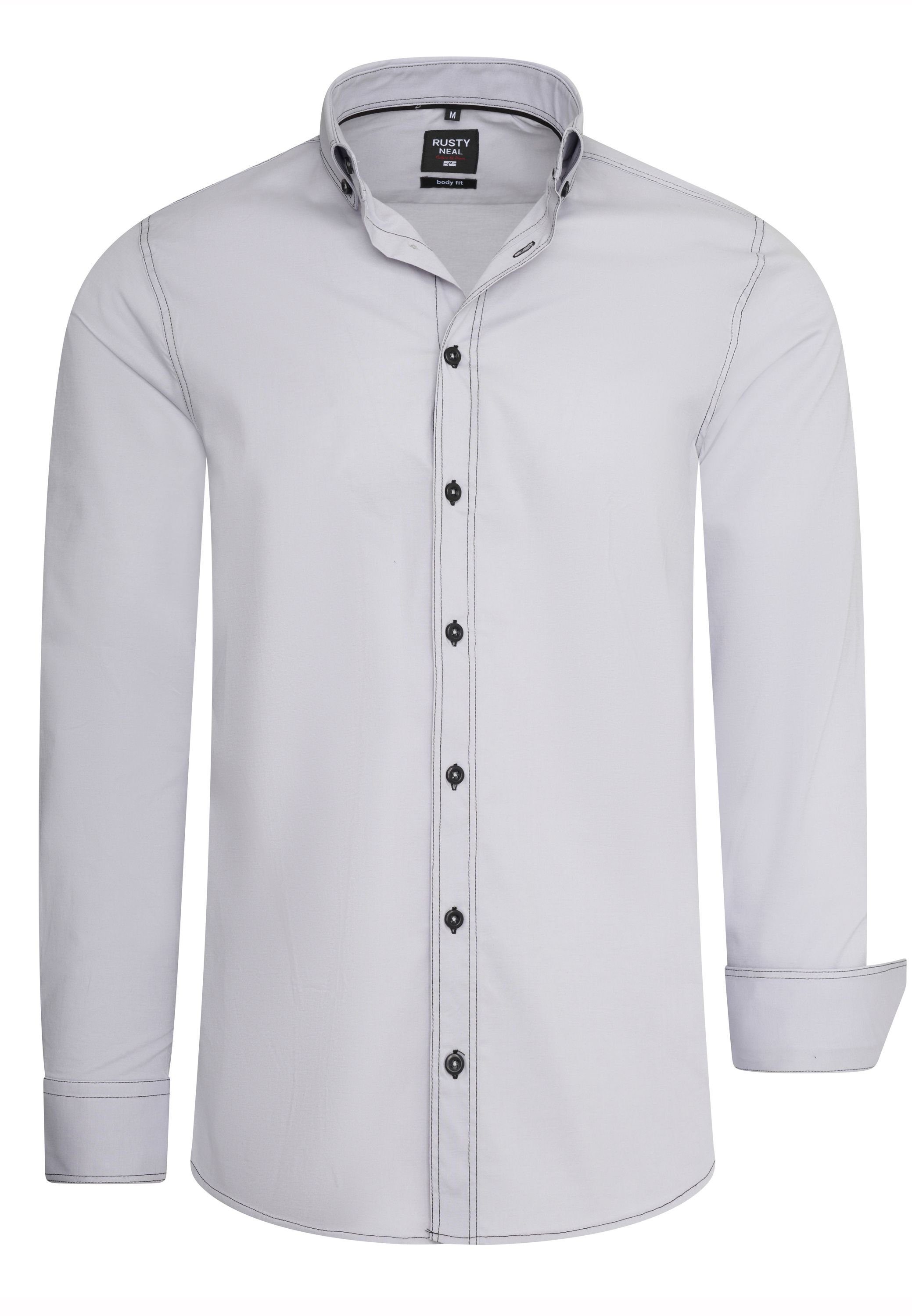 Rusty Neal Langarmhemd mit dezenter Kontrast-Naht günstig online kaufen