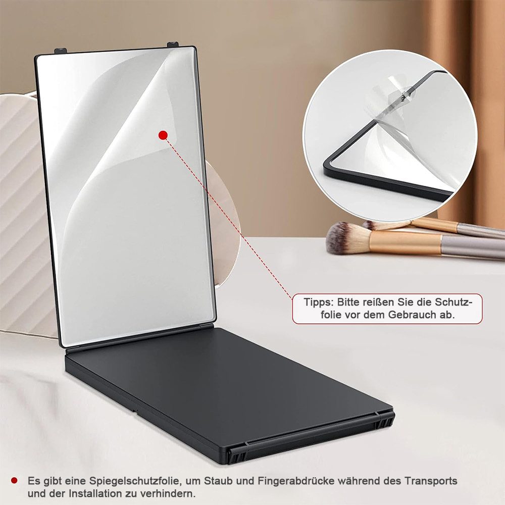 zggzerg Schminkspiegel 360° Kosmetikspiegel mit LED Licht, Faltbares Design, 3-Wege-Spiegel