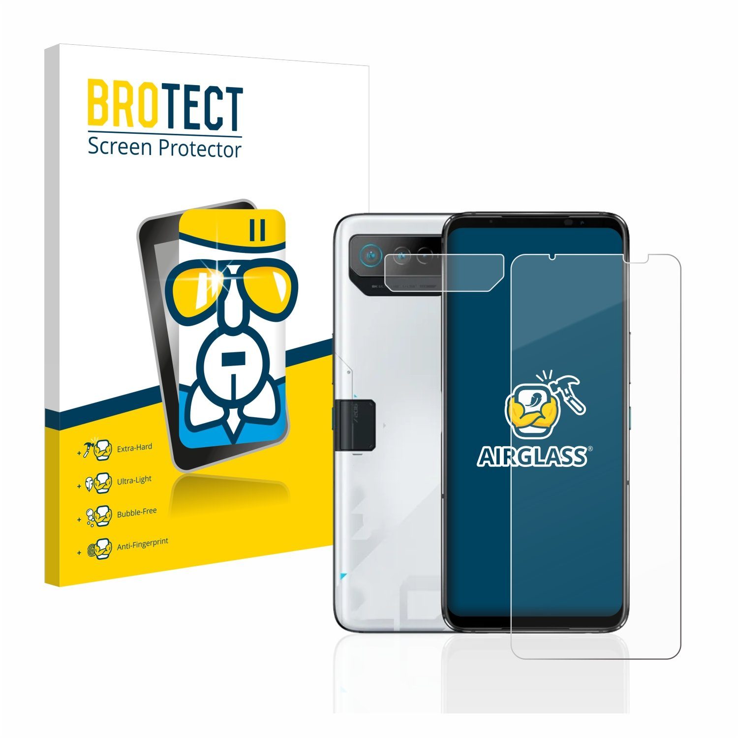 BROTECT Displayschutzglas Folie für ASUS ROG Phone 7 Ultimate (Display+Kamera), Schutzfolie Glas Panzer Display Schutz klar