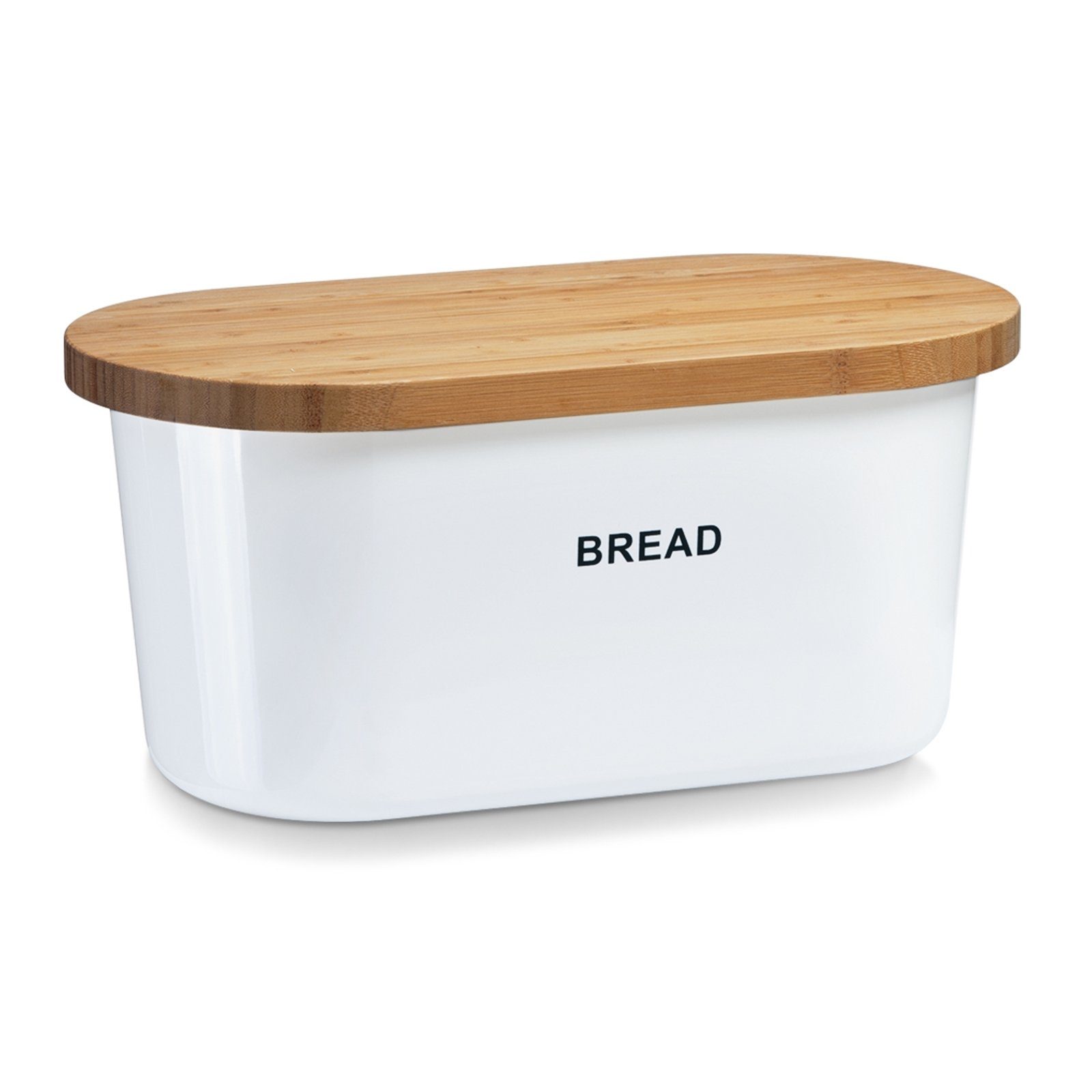 Neuetischkultur Brotkasten Brotkasten mit Servierbrett Oval, Melamin, Bambus, (Stück, 1-tlg), Brotbox Frischhaltebox Weiß