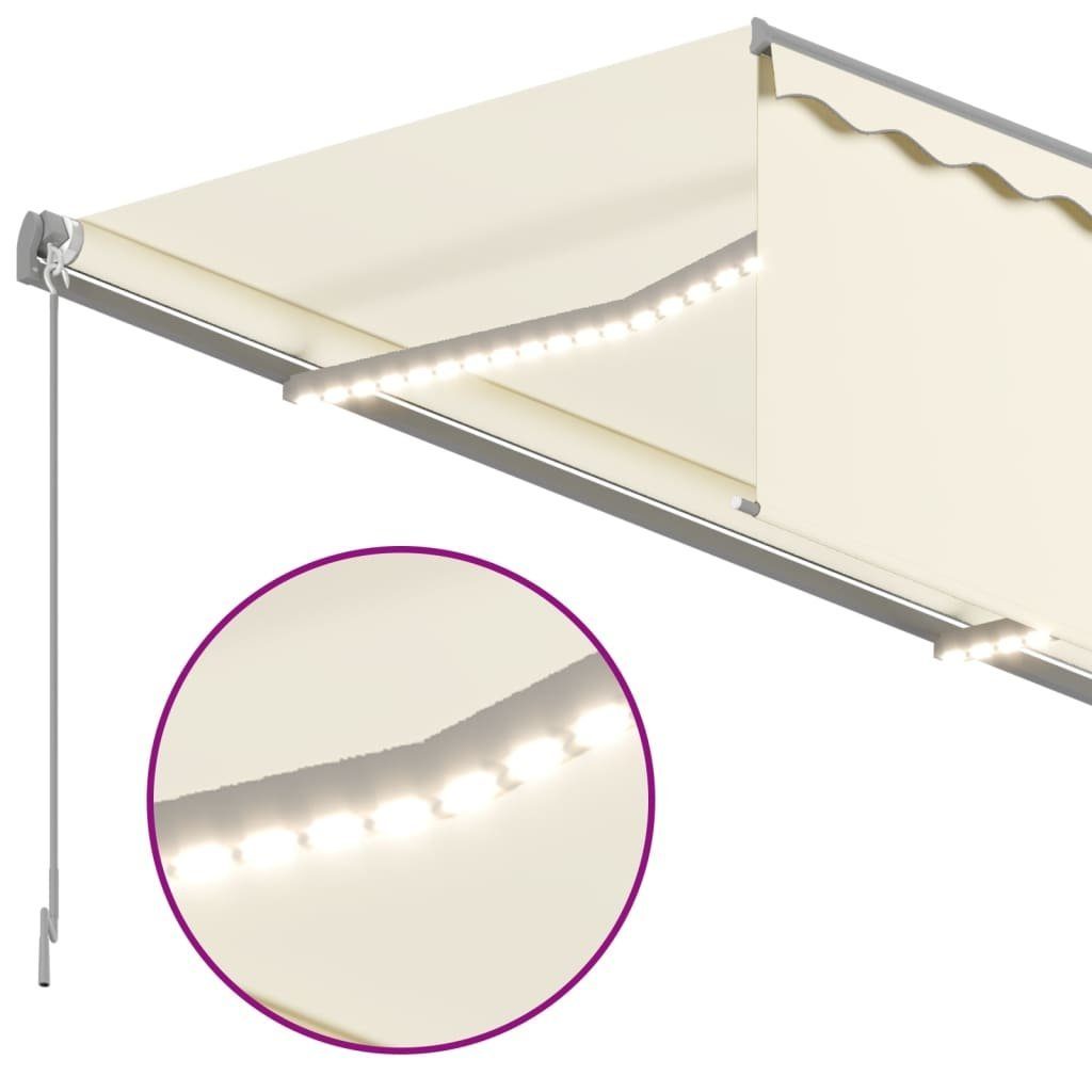 vidaXL Markise 35 x 25 m Gelenkarmmarkise Einziehbar mit Volant LED 3,5x2,5 m Creme